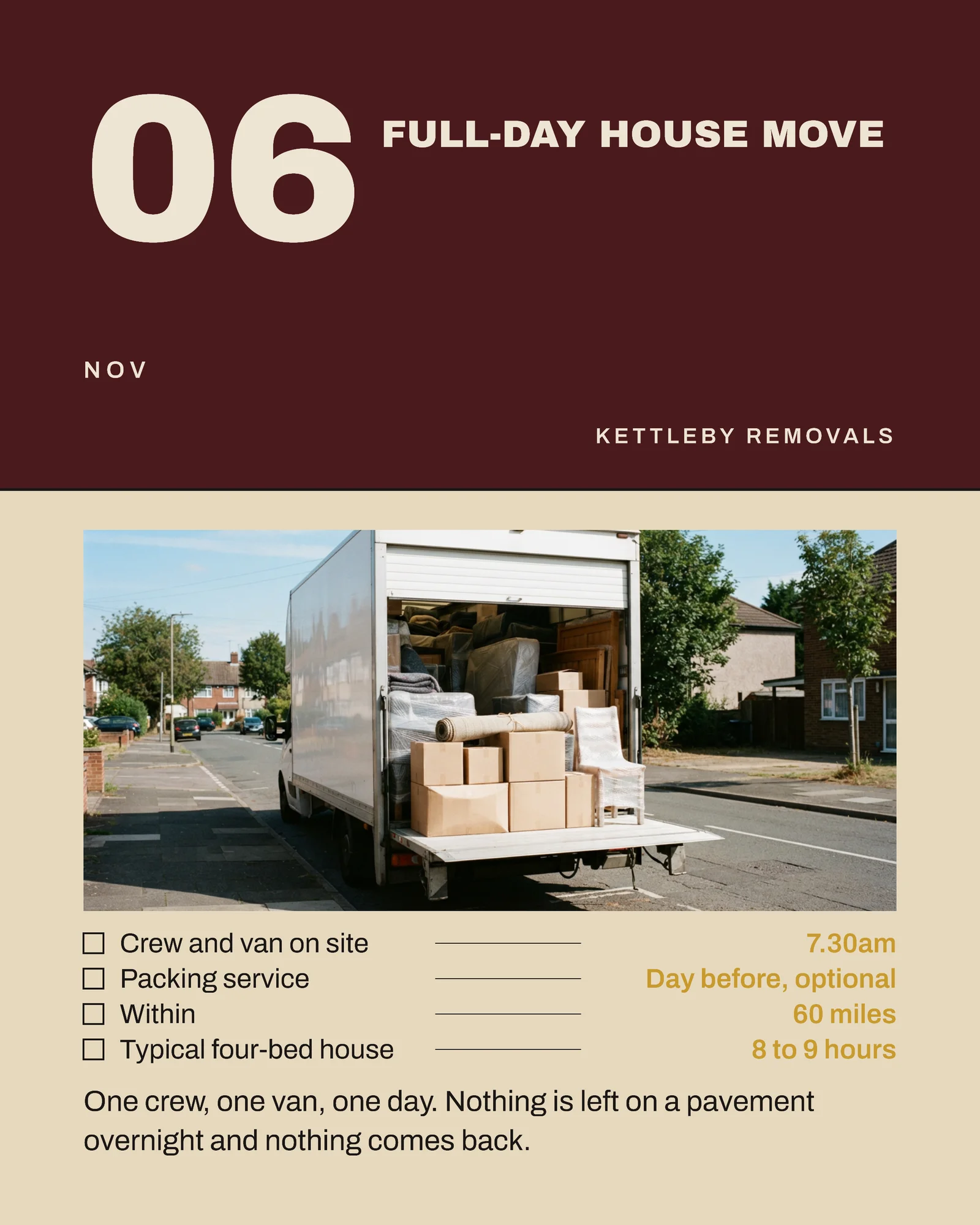 Sand Oxblood Date Tab Ledger Removals Diwali Move Week Instagram Carousel — 4-panel Instagram carousel carousel template, page 3 of 4