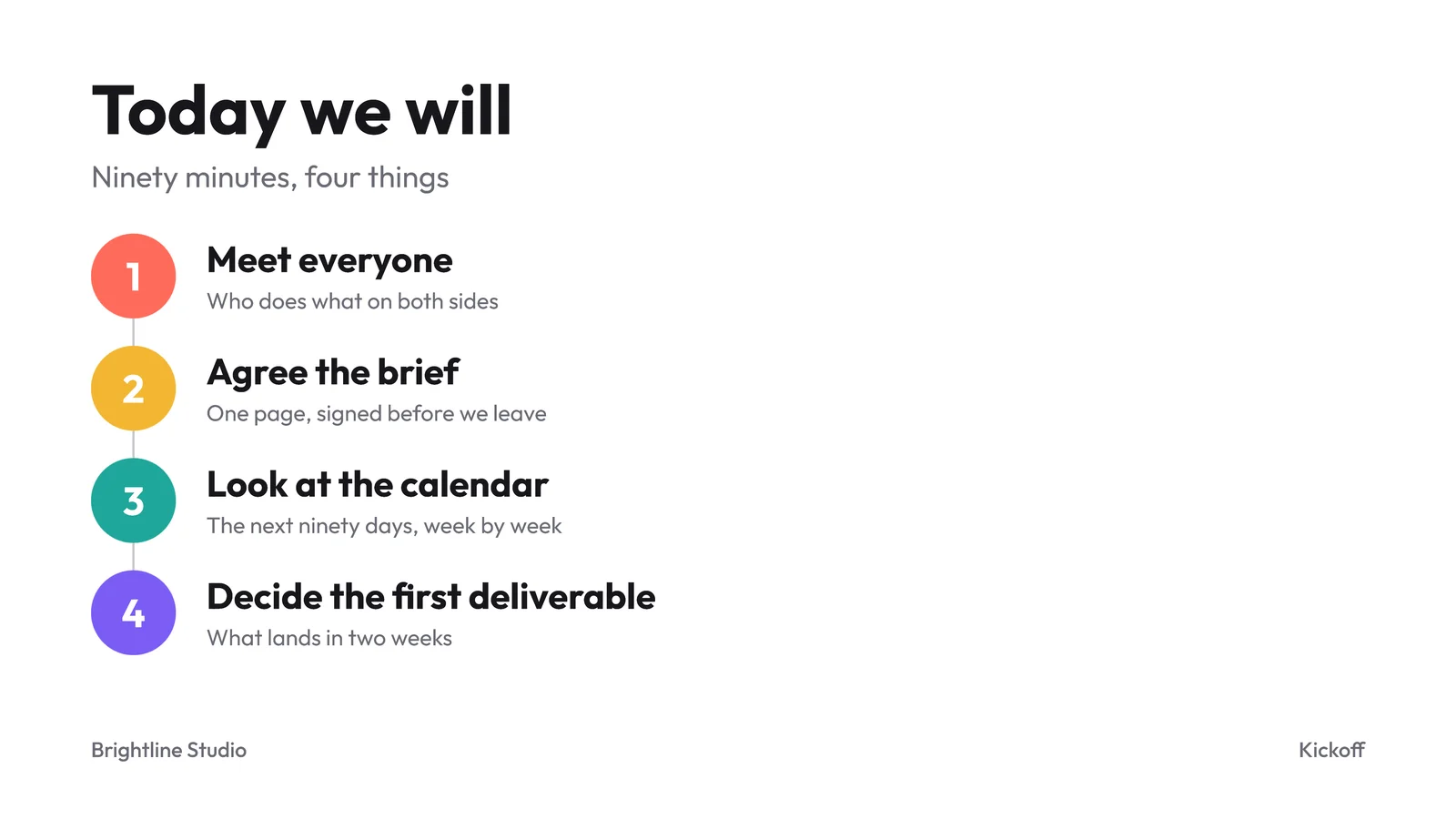 Circle Badges Agenda Slide — 16:9 Slide template