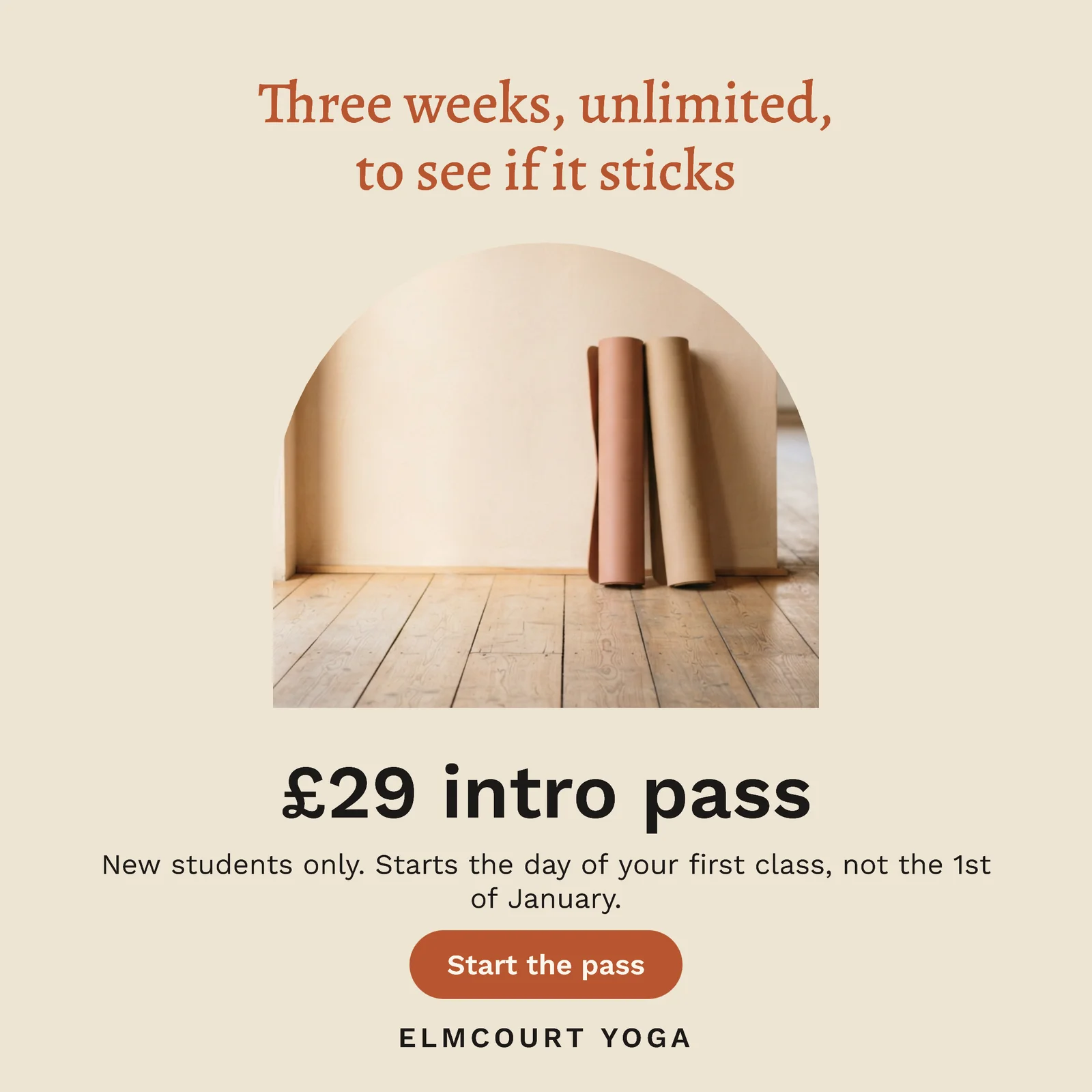 New Year Intro Pass Yoga Studio Instagram Ad — 1:1 Instagram ad template