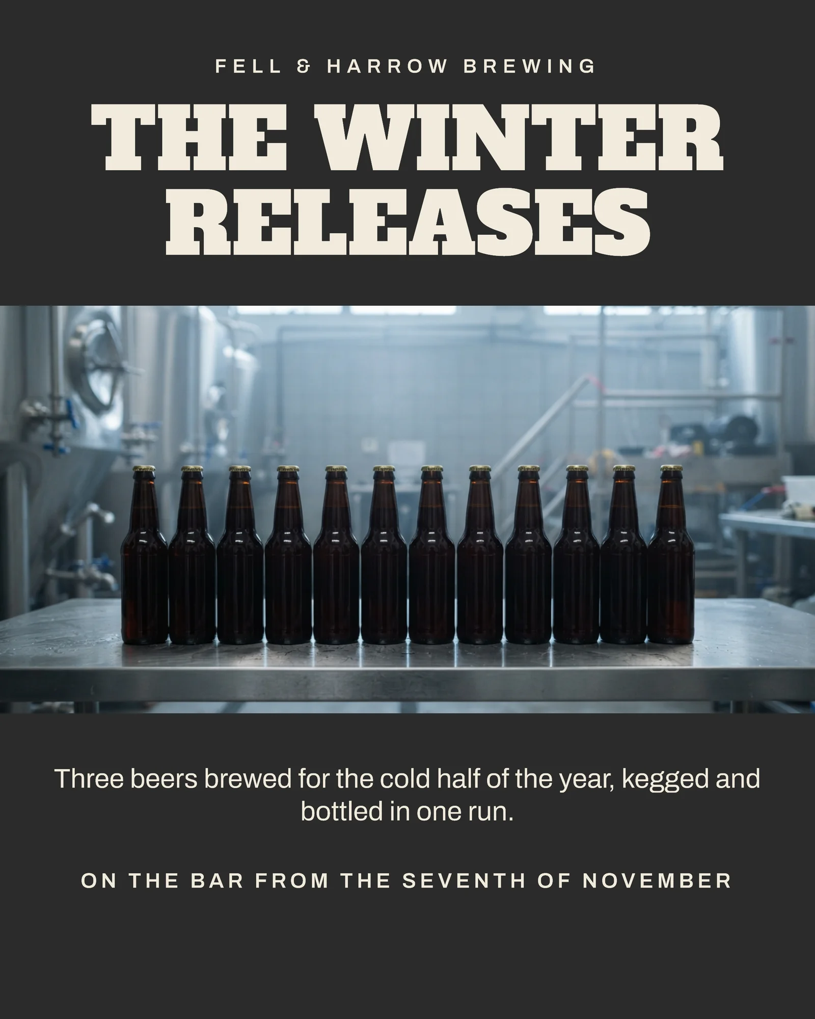 Charcoal Orange Label Block Brewery Winter Releases Instagram Carousel — 5-panel Instagram carousel carousel template, page 1 of 5