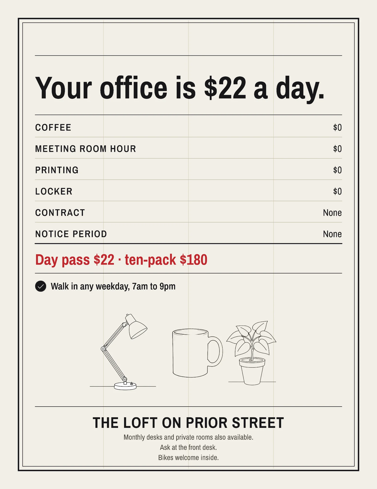 Newspaper Classified Coworking Day Pass Flyer — Letter Flyer template