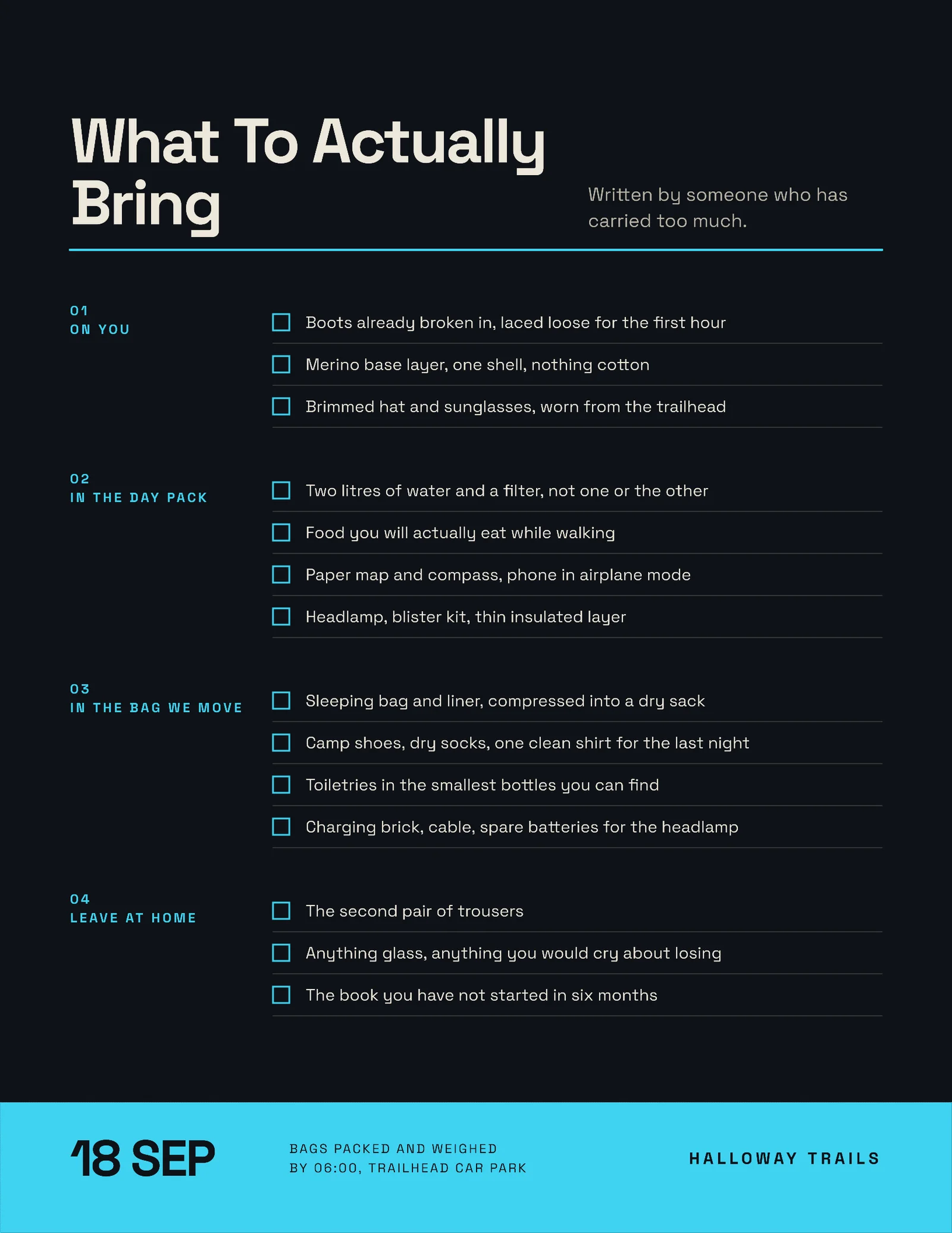 Kit List One Pager — 2-page One pager template, page 2 of 2