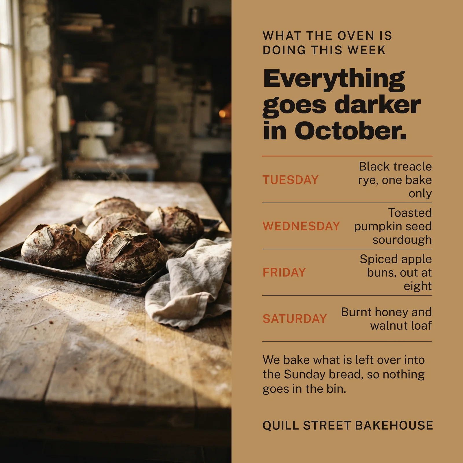 Kraft Vertical Split Bakery October Week Instagram Post — 1:1 Instagram post template