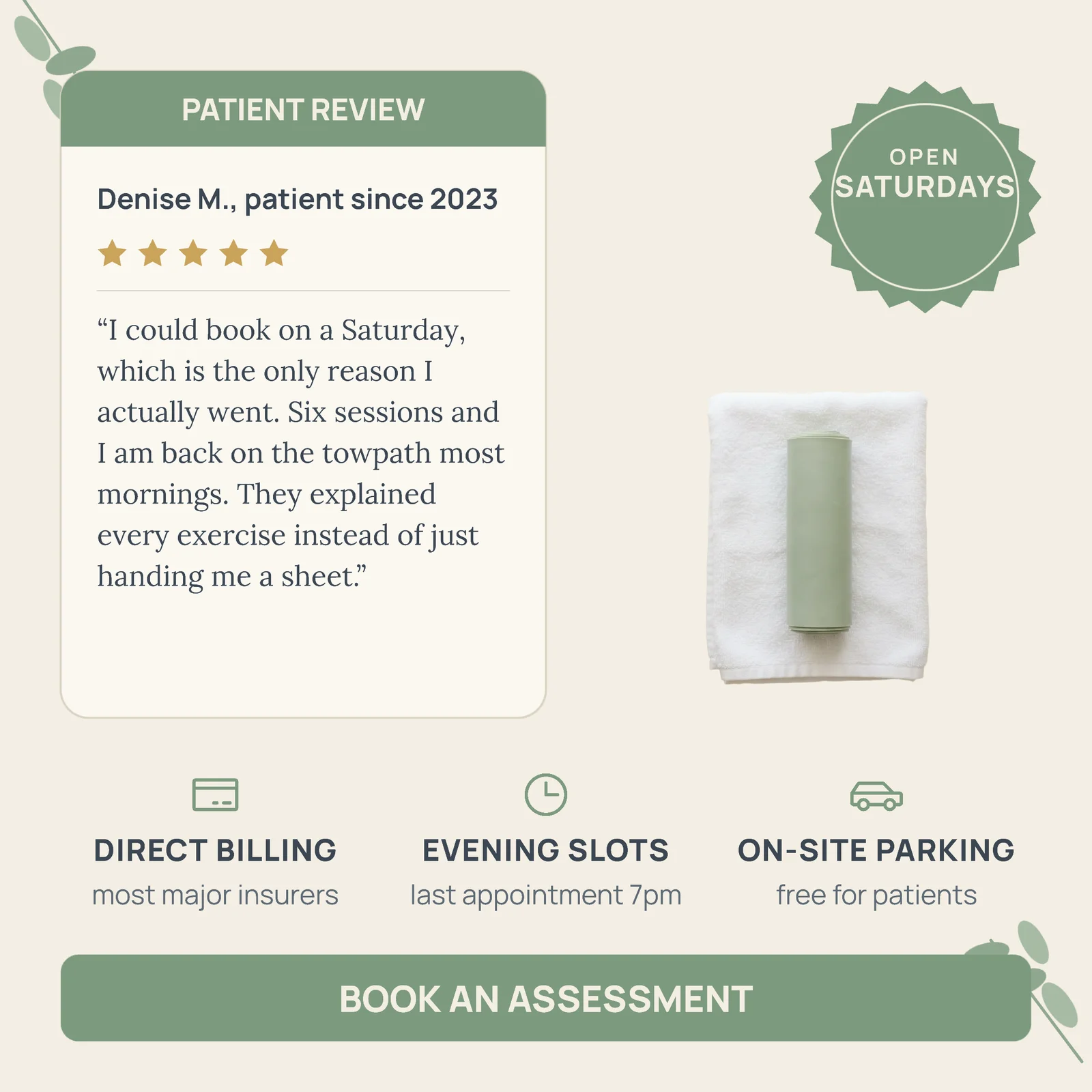 Sage Review Card Physiotherapy Clinic Instagram Ad — 1:1 Instagram ad template