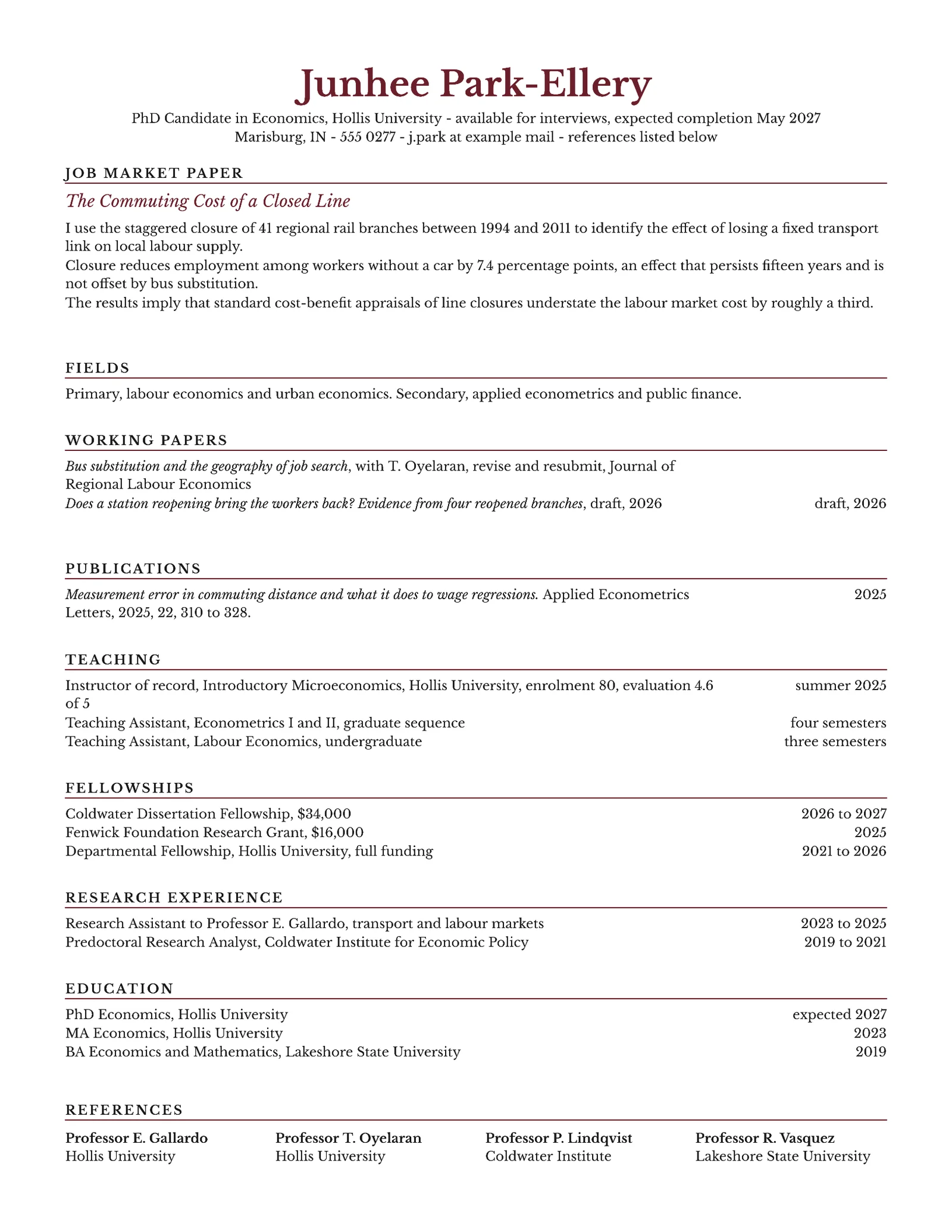 PhD Candidate CV — Letter Resume template
