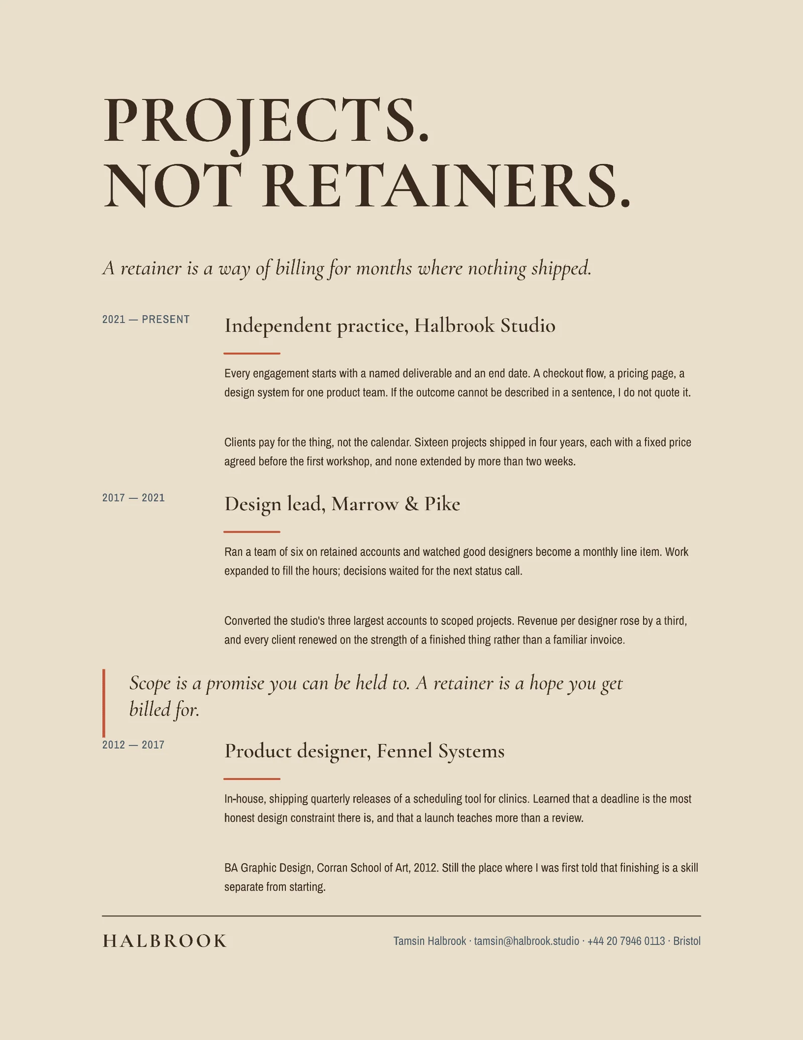 No Retainer Marketing Resume — 2-page Resume template, page 1 of 2