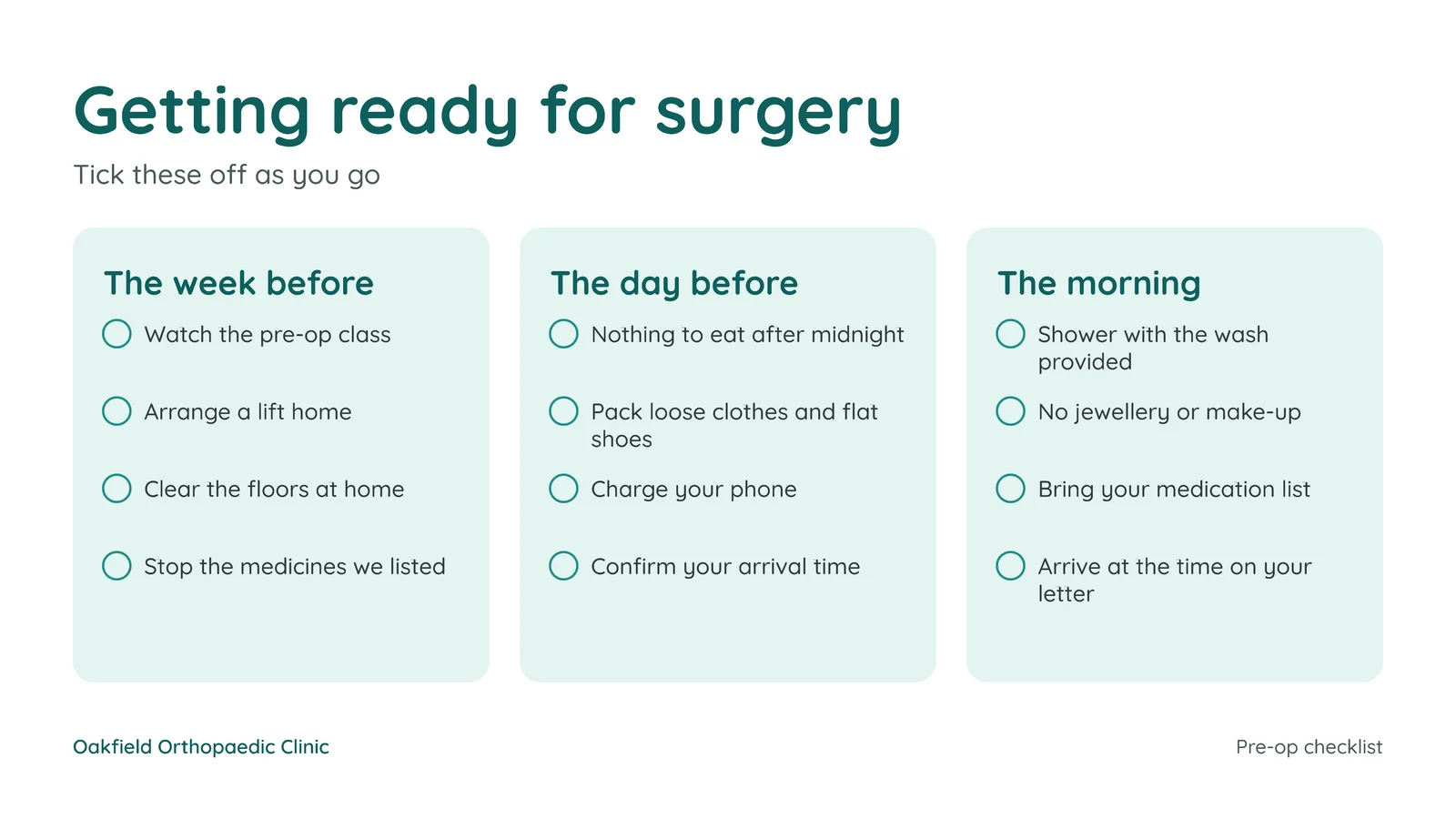 Patient Checklist Slide — 16:9 Slide template