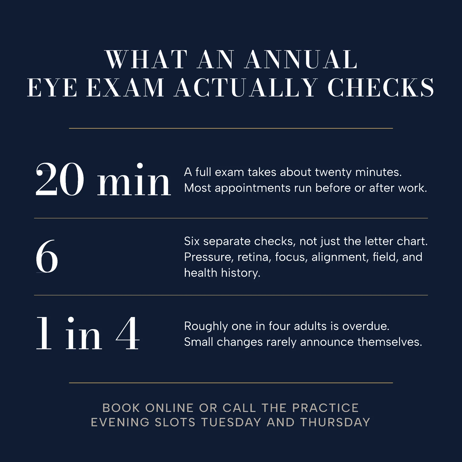 Annual Eye Exam Stat Rows Ad — 1:1 Instagram ad template