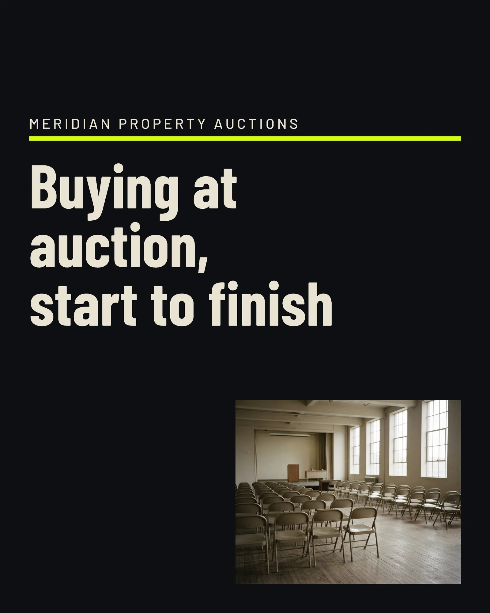 How A Property Auction Works Step Facebook Carousel — 5-panel Instagram carousel carousel template, page 1 of 5
