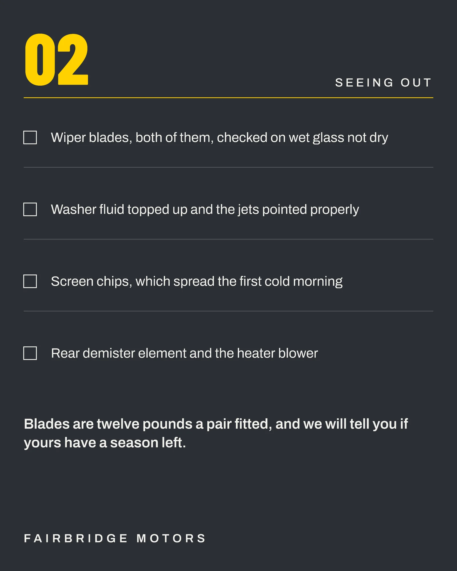 Slate Checklist Rows Garage Dark Nights Check Facebook Carousel — 5-panel Facebook carousel carousel template, page 3 of 5