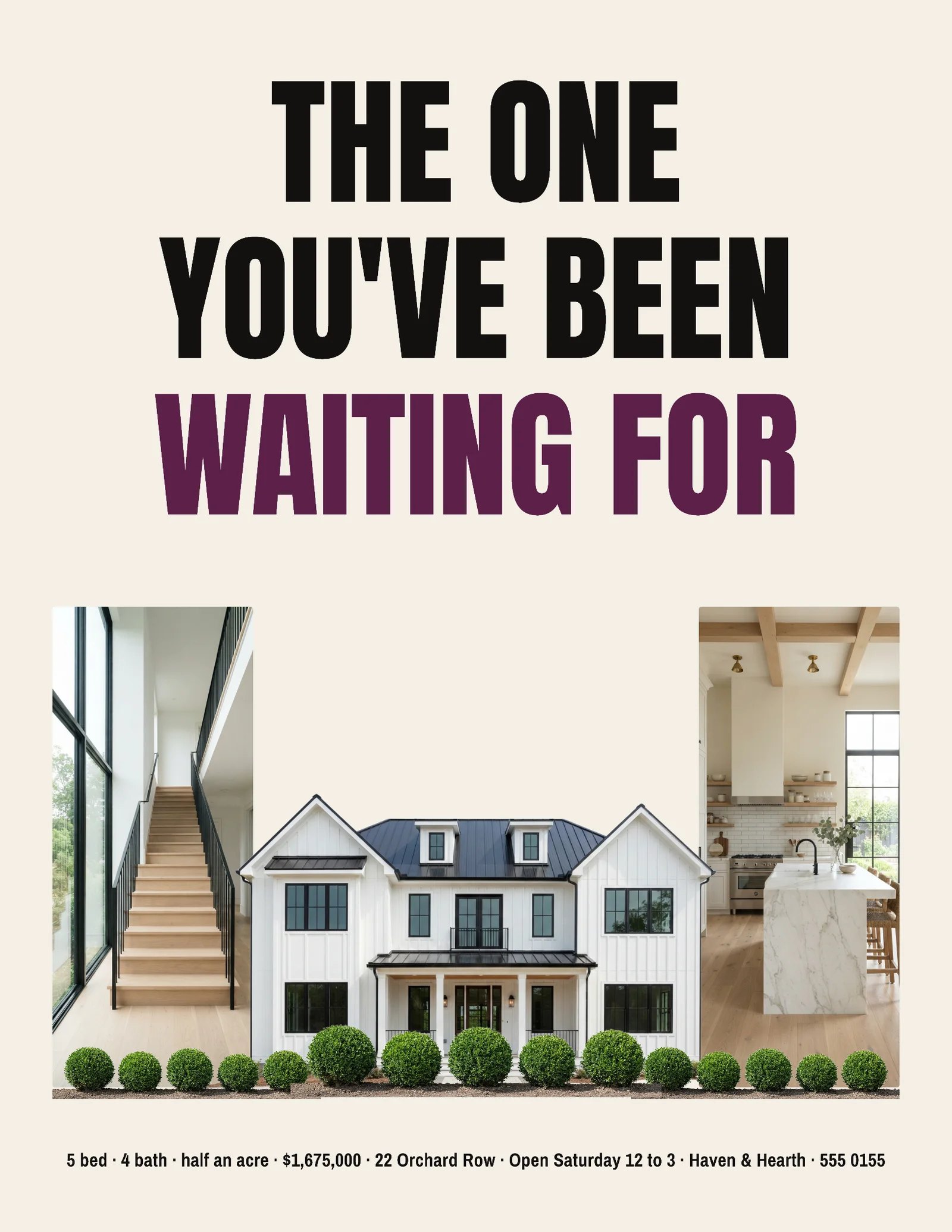 Giant Headline Farmhouse Triptych Flyer — Letter Flyer template