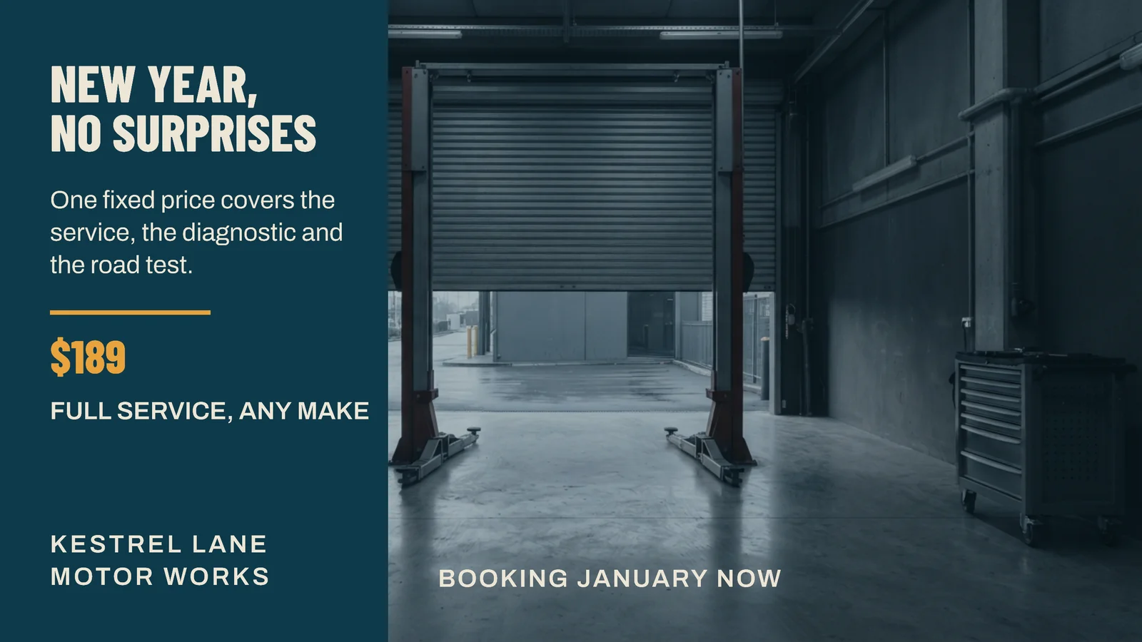 New Year Service Plan Motor Works YouTube Ad — 16:9 YouTube ad template