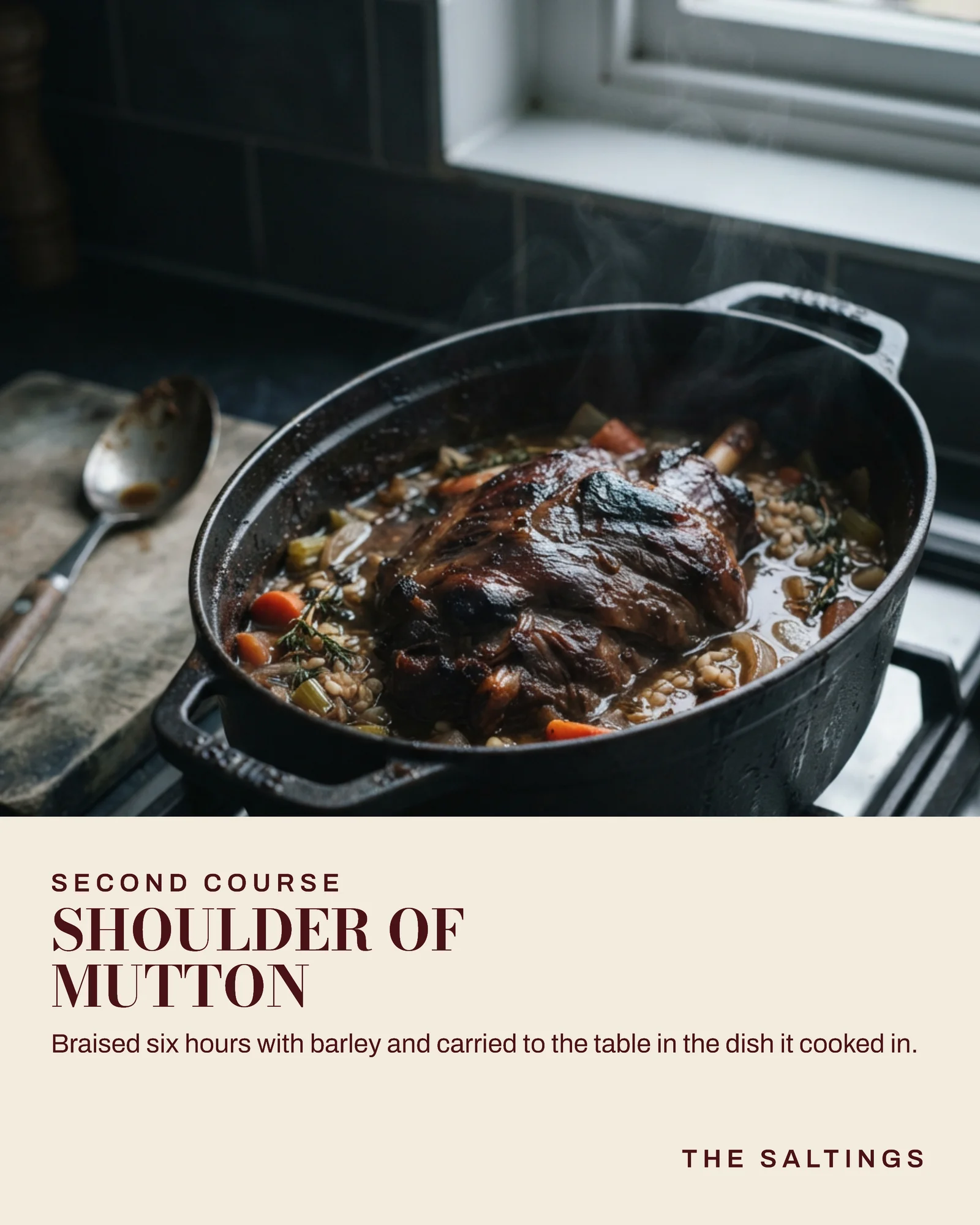Oxblood Cream Caption Block Restaurant Winter Table Instagram Carousel — 4-panel Instagram carousel carousel template, page 2 of 4