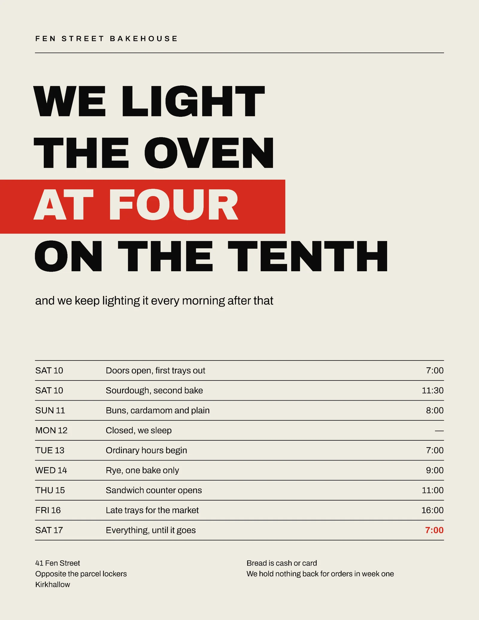 Bone Signal Red Swiss Grid Bakery Grand Opening Flyer — Letter Flyer template