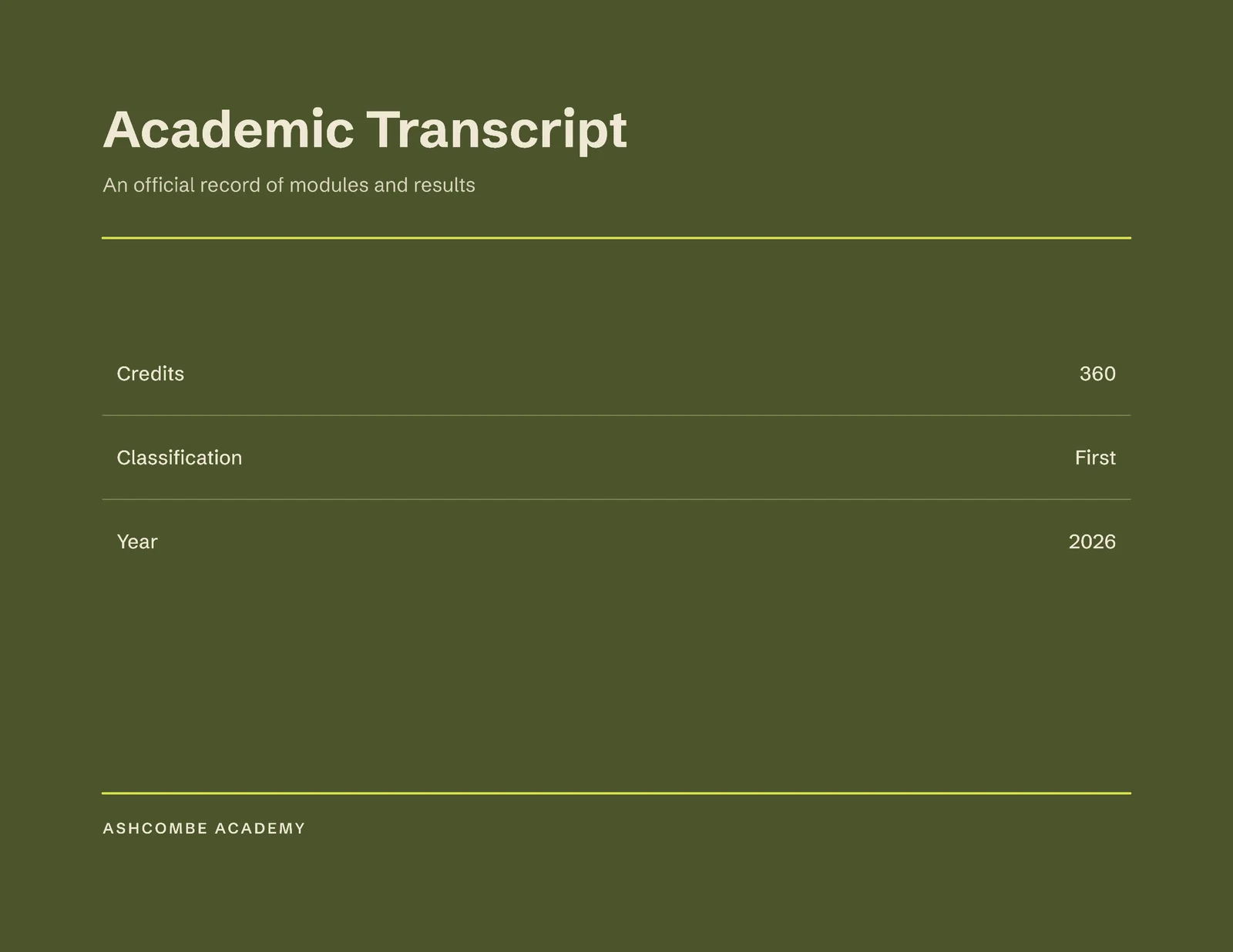 Graduation Transcript Certificate — Letter landscape Certificate template