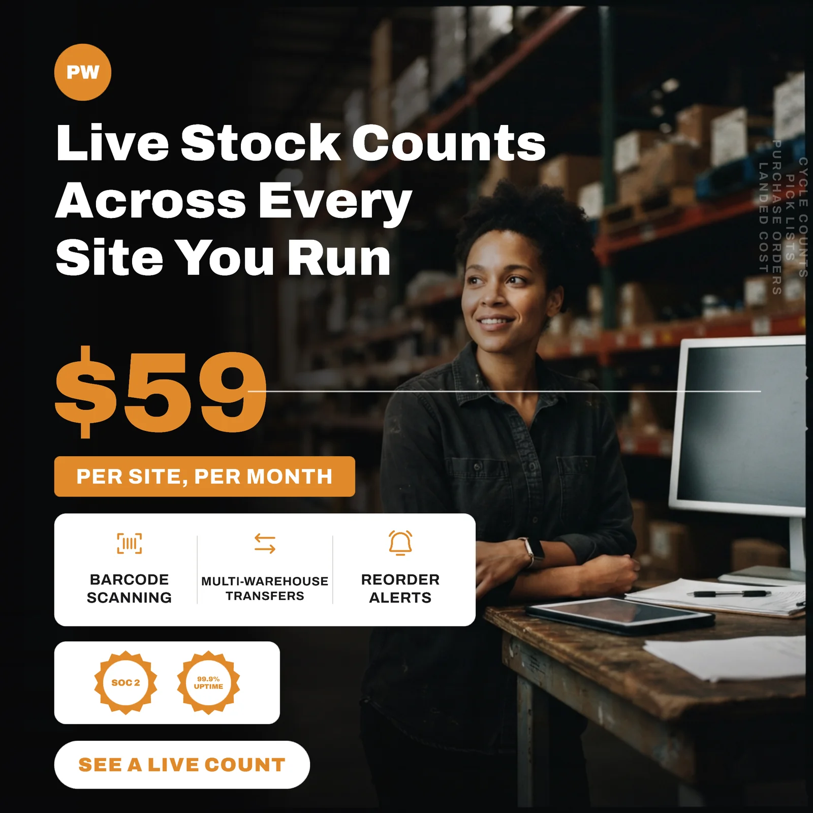 Live Stock Counts Inventory Software Instagram Ad — 1:1 Instagram ad template