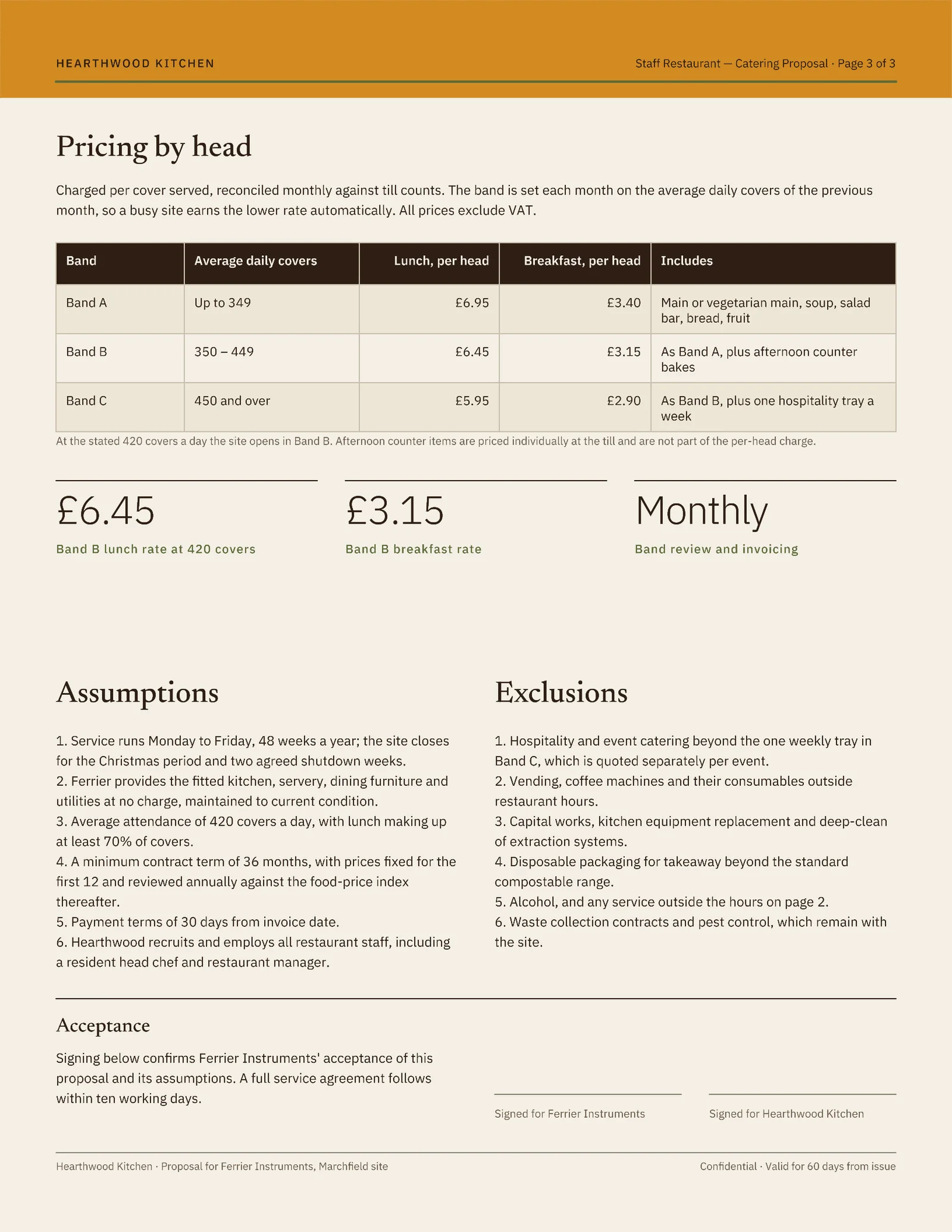 Staff Restaurant Catering Proposal — 3-page Proposal template, page 3 of 3