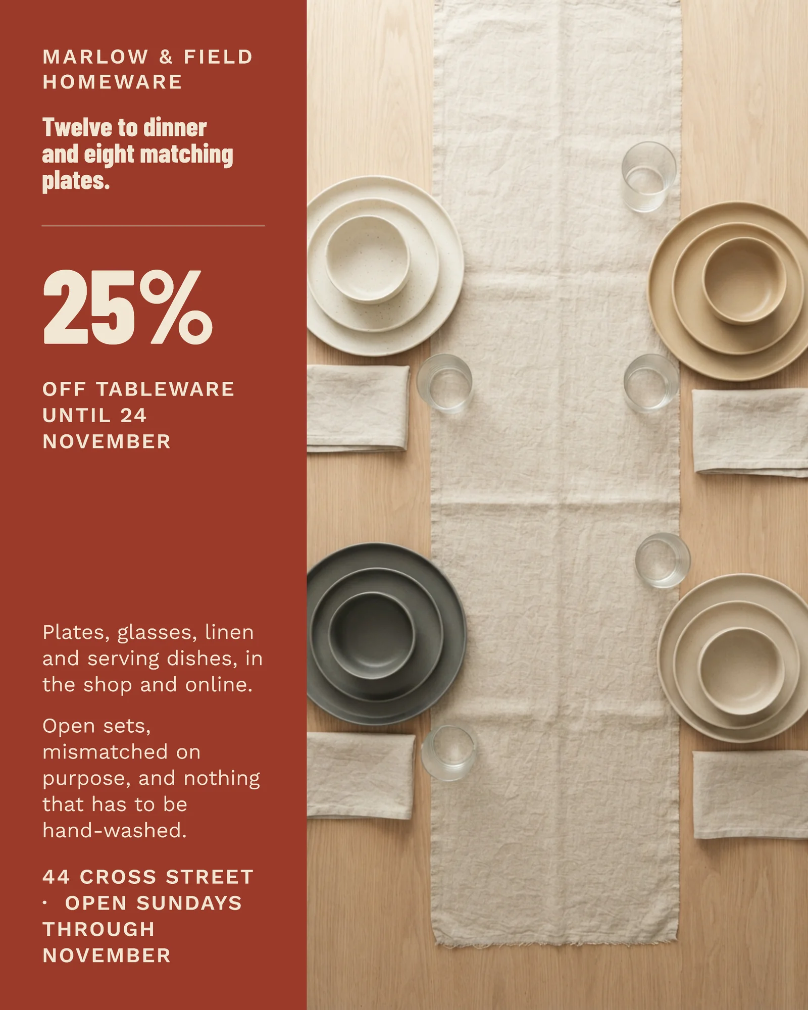 Brick Price Block Homeware Thanksgiving Table Instagram Ad — 4:5 Instagram ad template