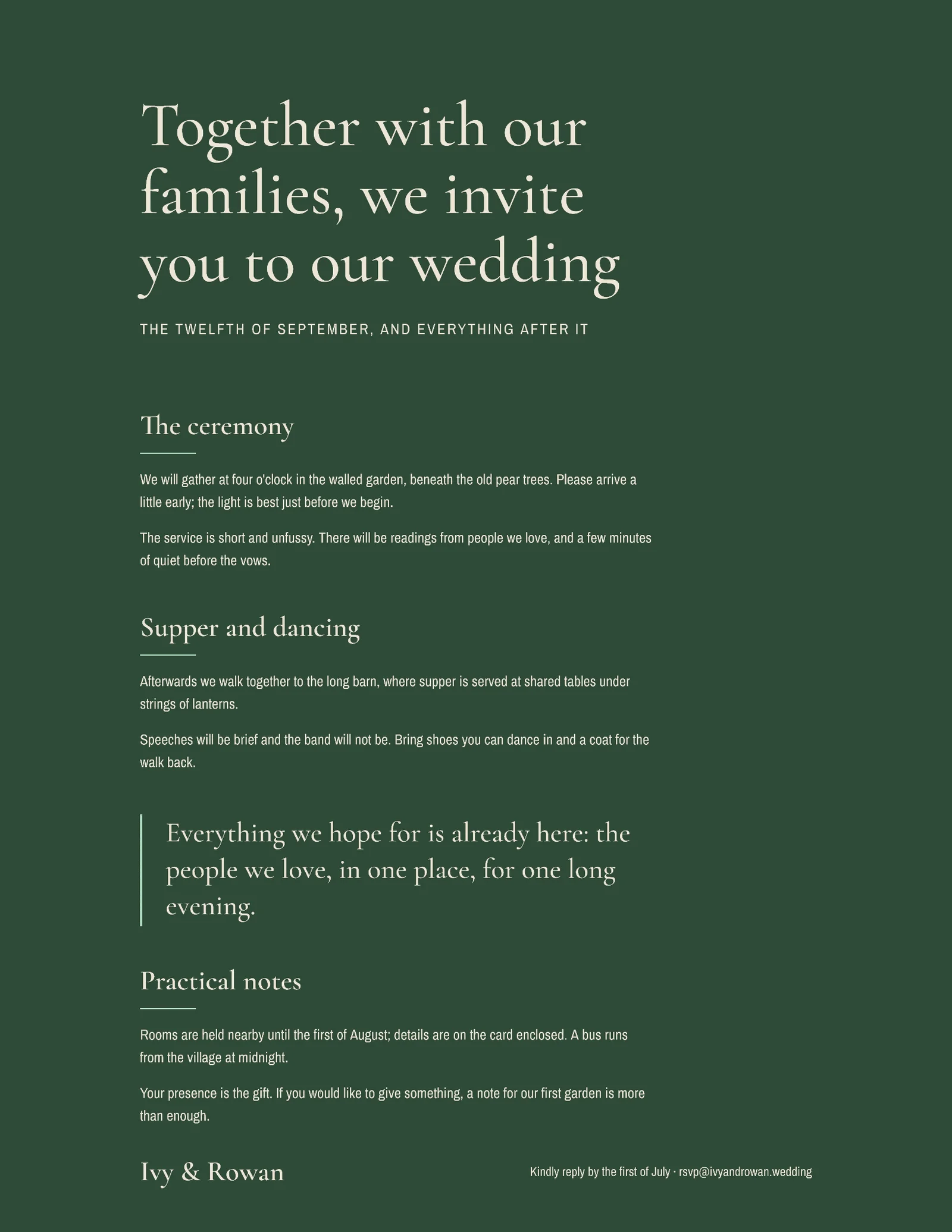 Together With Families Invitation — Letter Invitation template