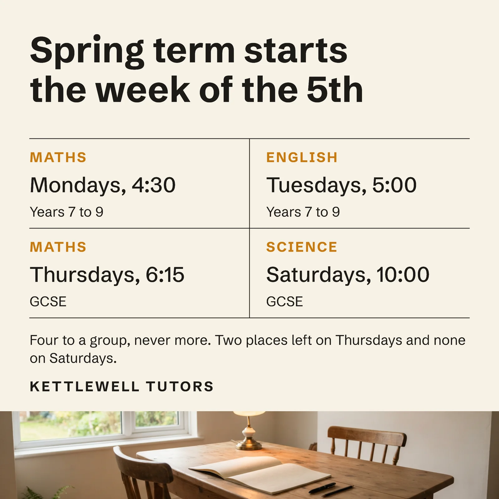 Spring Term Dates Tutoring Facebook Ad — 1:1 Facebook ad template