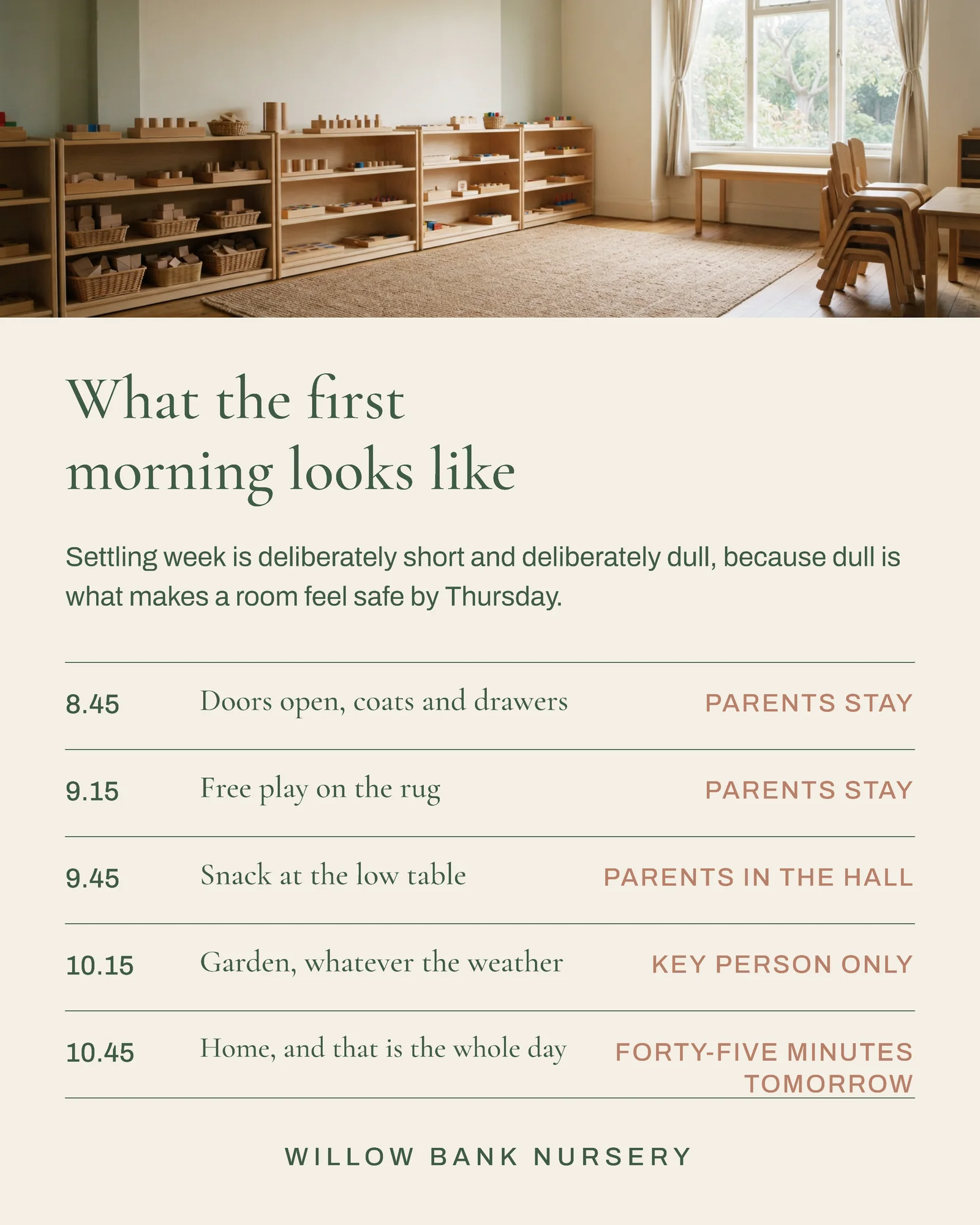 Nursery Settling Week Timetable Instagram Post — 4:5 Instagram post template