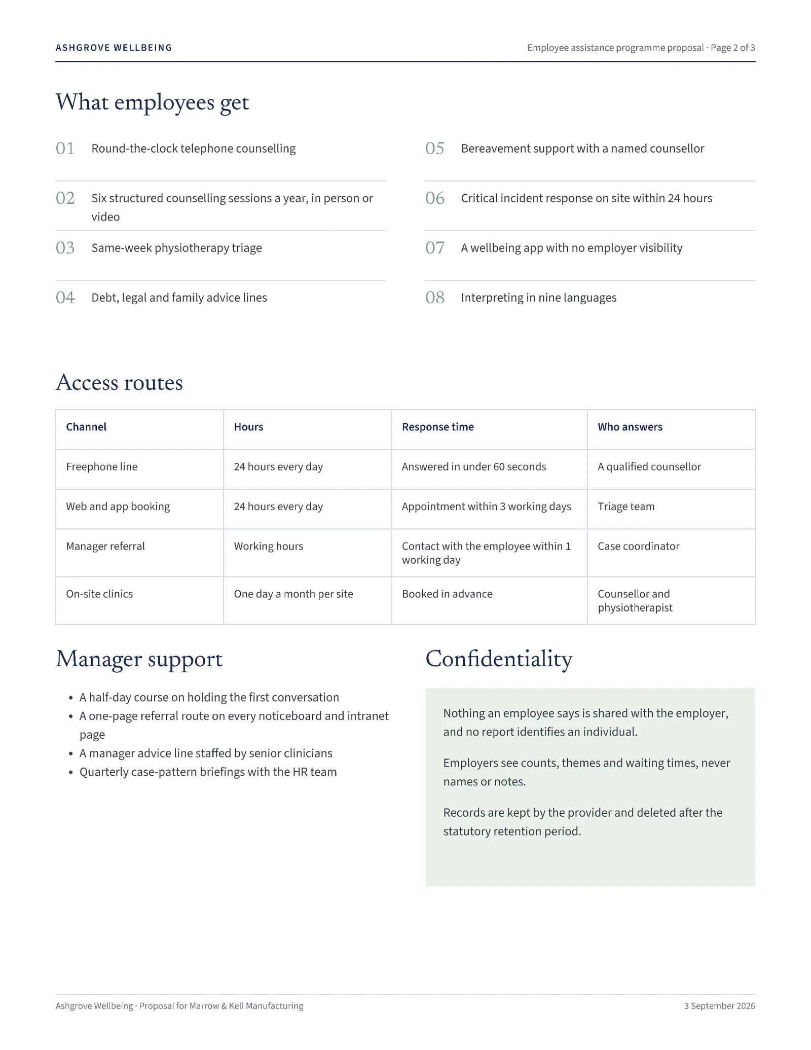 Sage Navy Programme Phases Employee Assistance Proposal — 3-page Proposal template, page 2 of 3