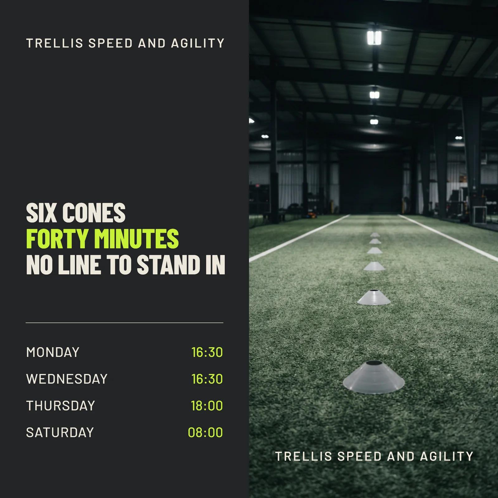 Charcoal Lime Split Field Agility Gym Football Facebook Post — 1:1 Facebook post template