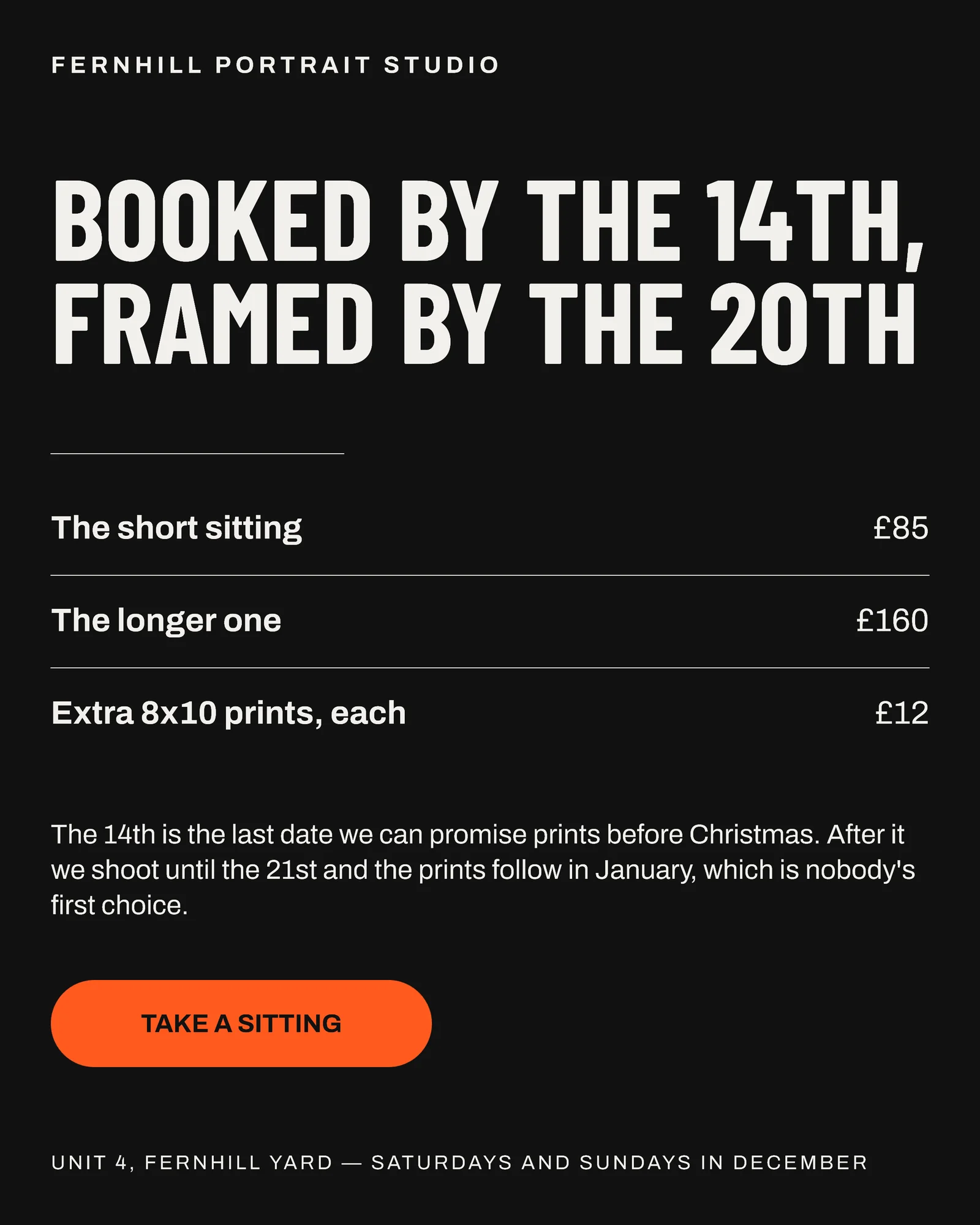 Ink Orange Studio Photography Christmas Sittings Instagram Carousel — 5-panel Instagram carousel carousel template, page 5 of 5