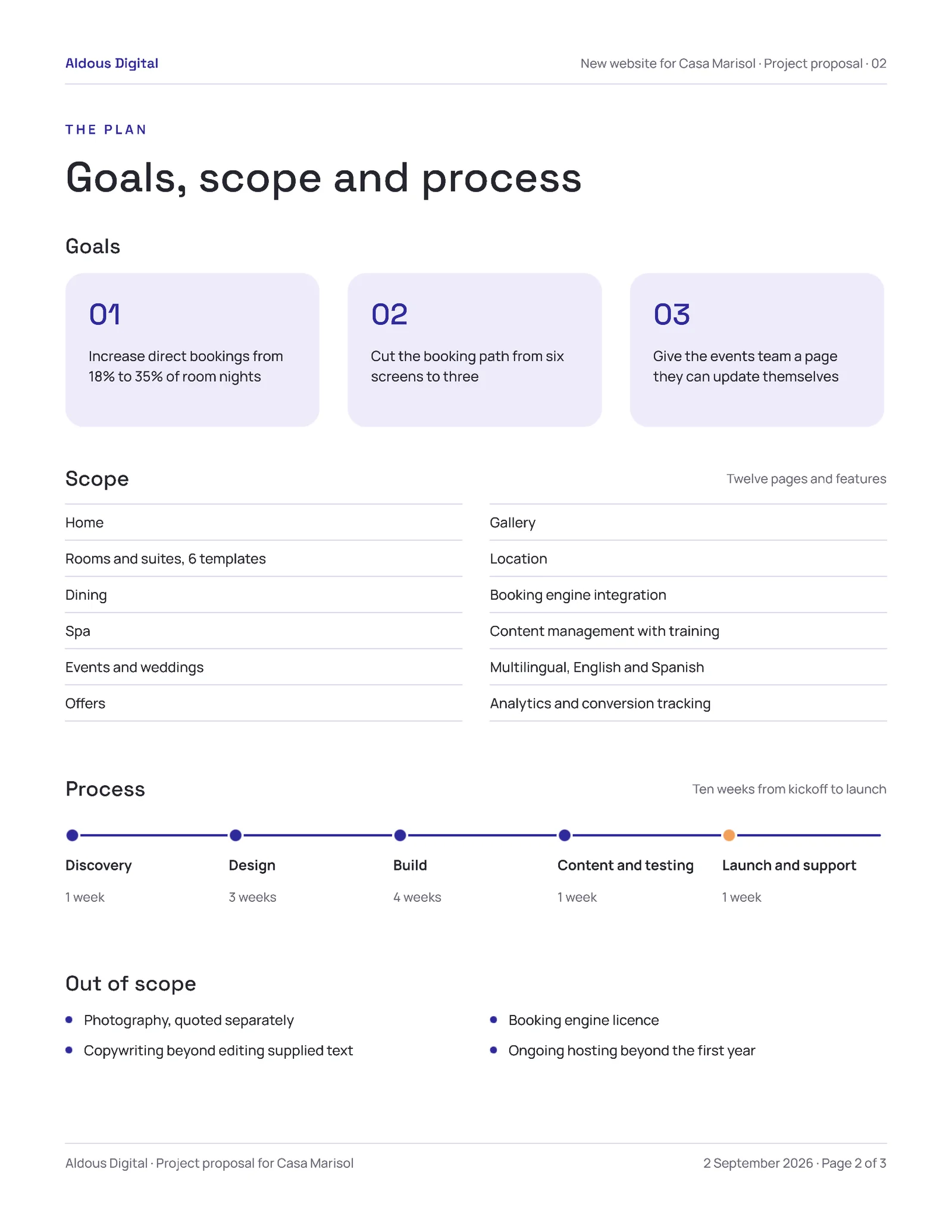 Modern Website Design and Build Proposal — 3-page Proposal template, page 2 of 3