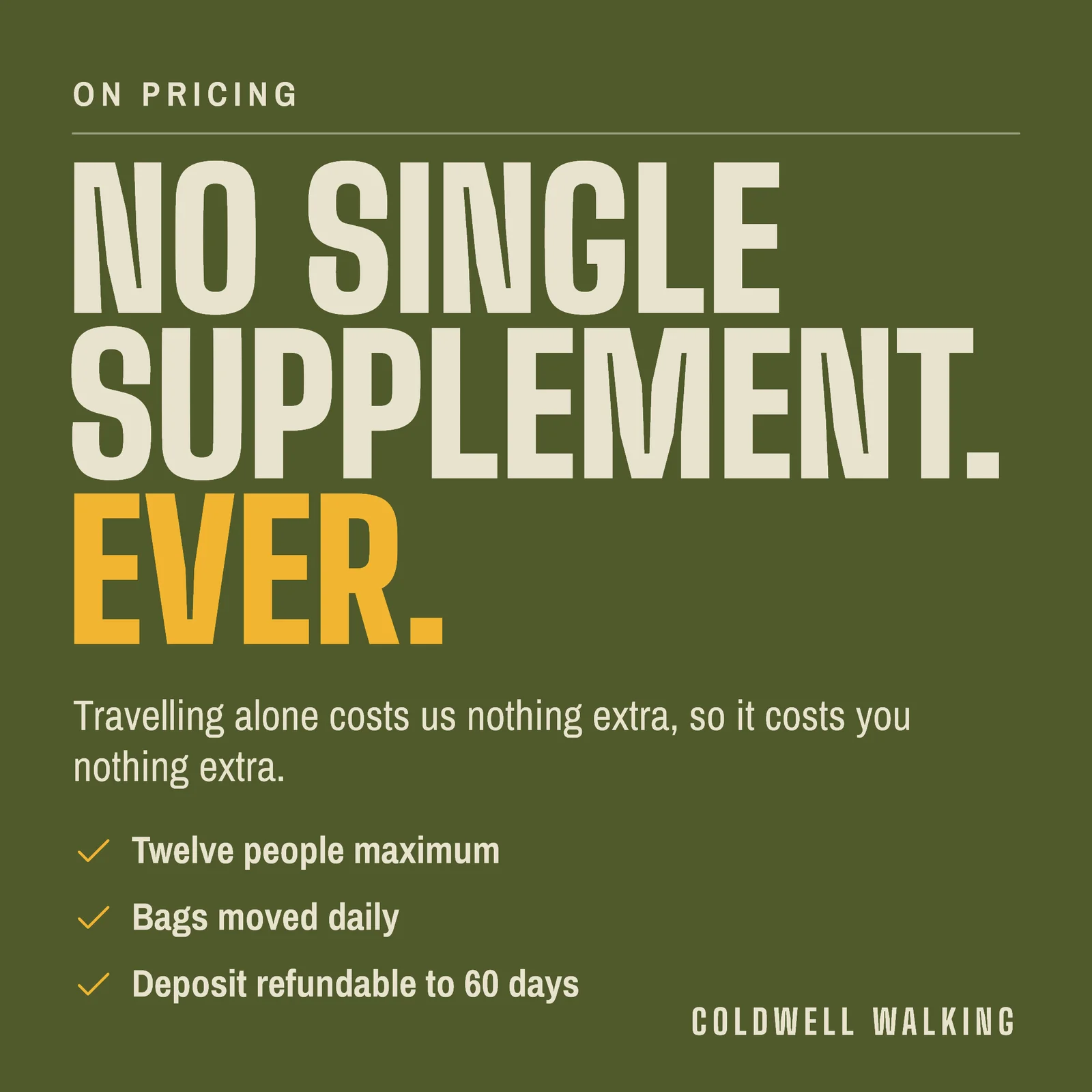 No Single Supplement Instagram Post — 1:1 Instagram post template