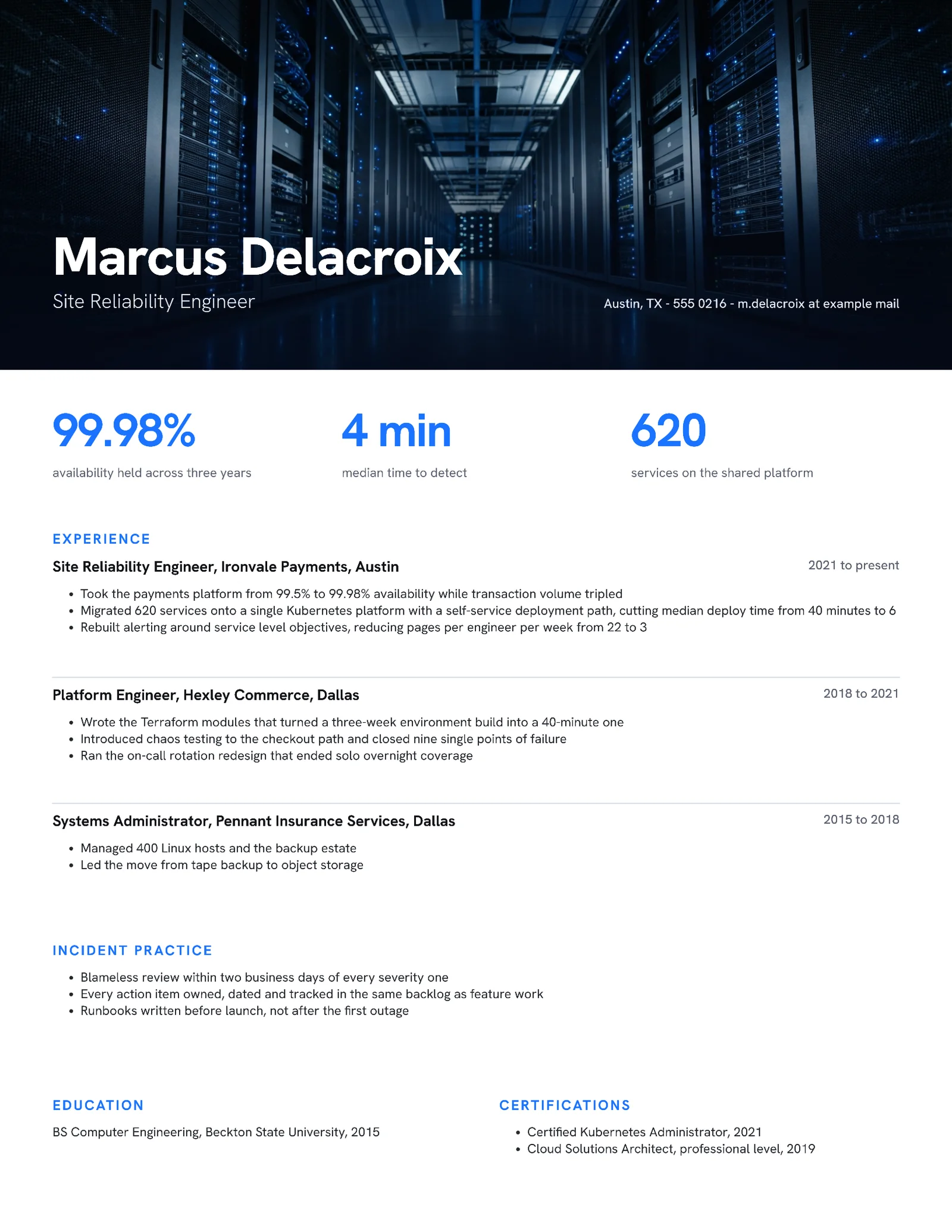 DevOps Engineer Resume — Letter Resume template