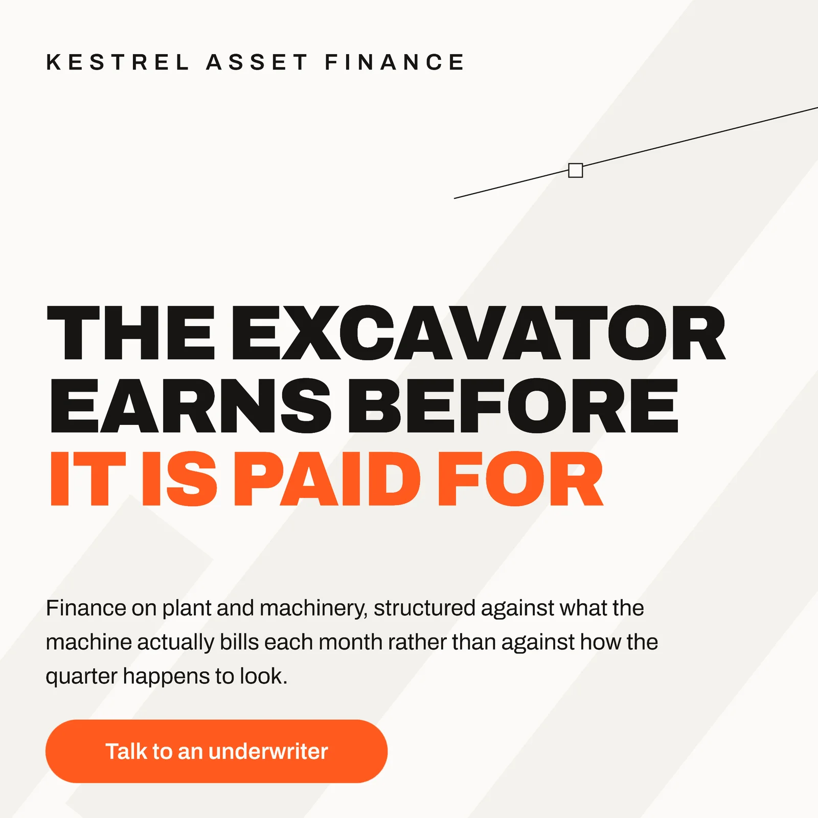 Asset Finance Excavator Earns LinkedIn Ad — 1:1 LinkedIn ad template