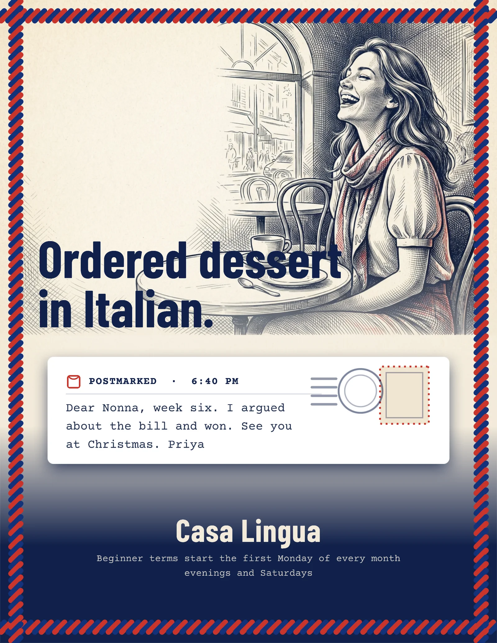 Airmail Postcard Language School Flyer — Letter Flyer template