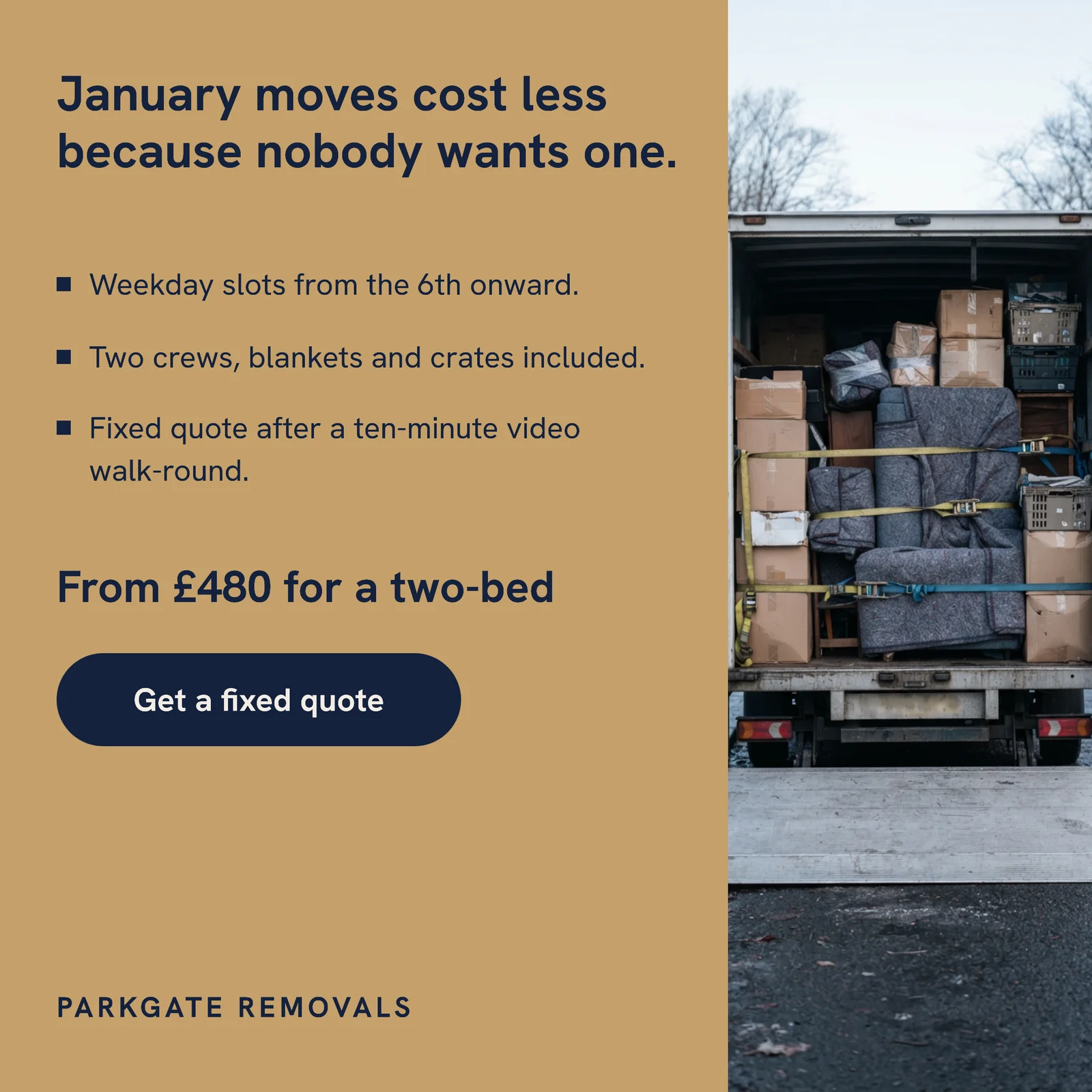 January Rates Removals Instagram Ad — 1:1 Instagram ad template