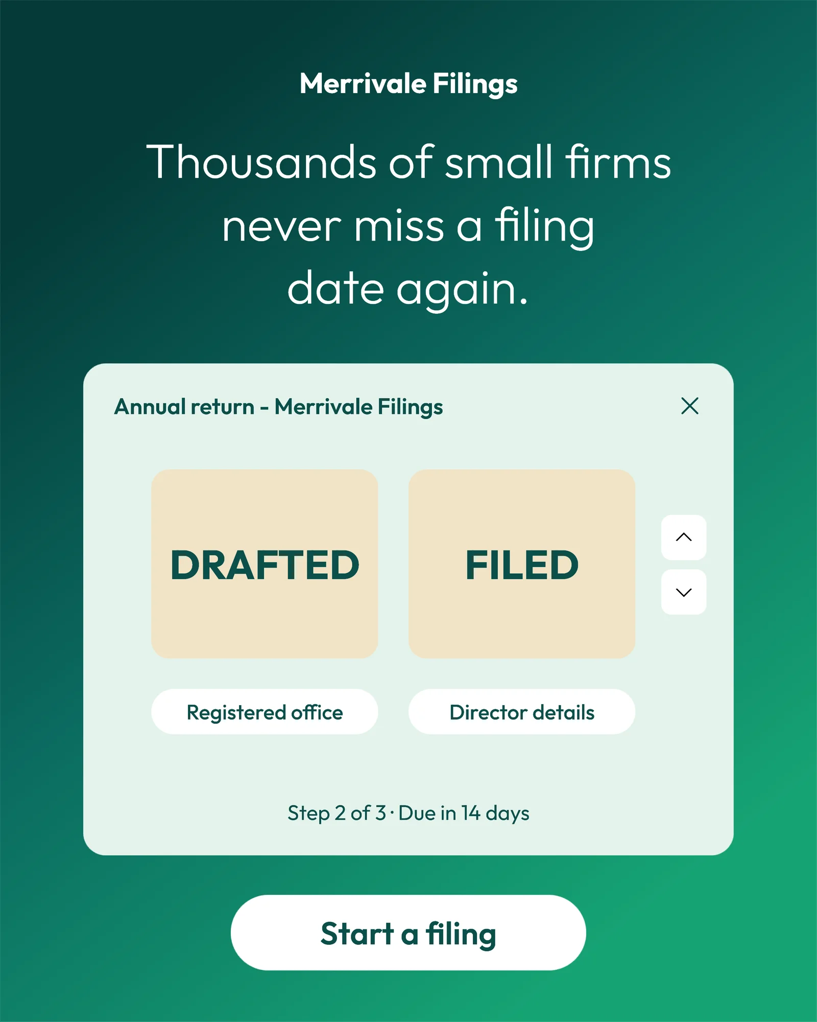 Teal gradient panel business filings Instagram ad — 4:5 Instagram ad template