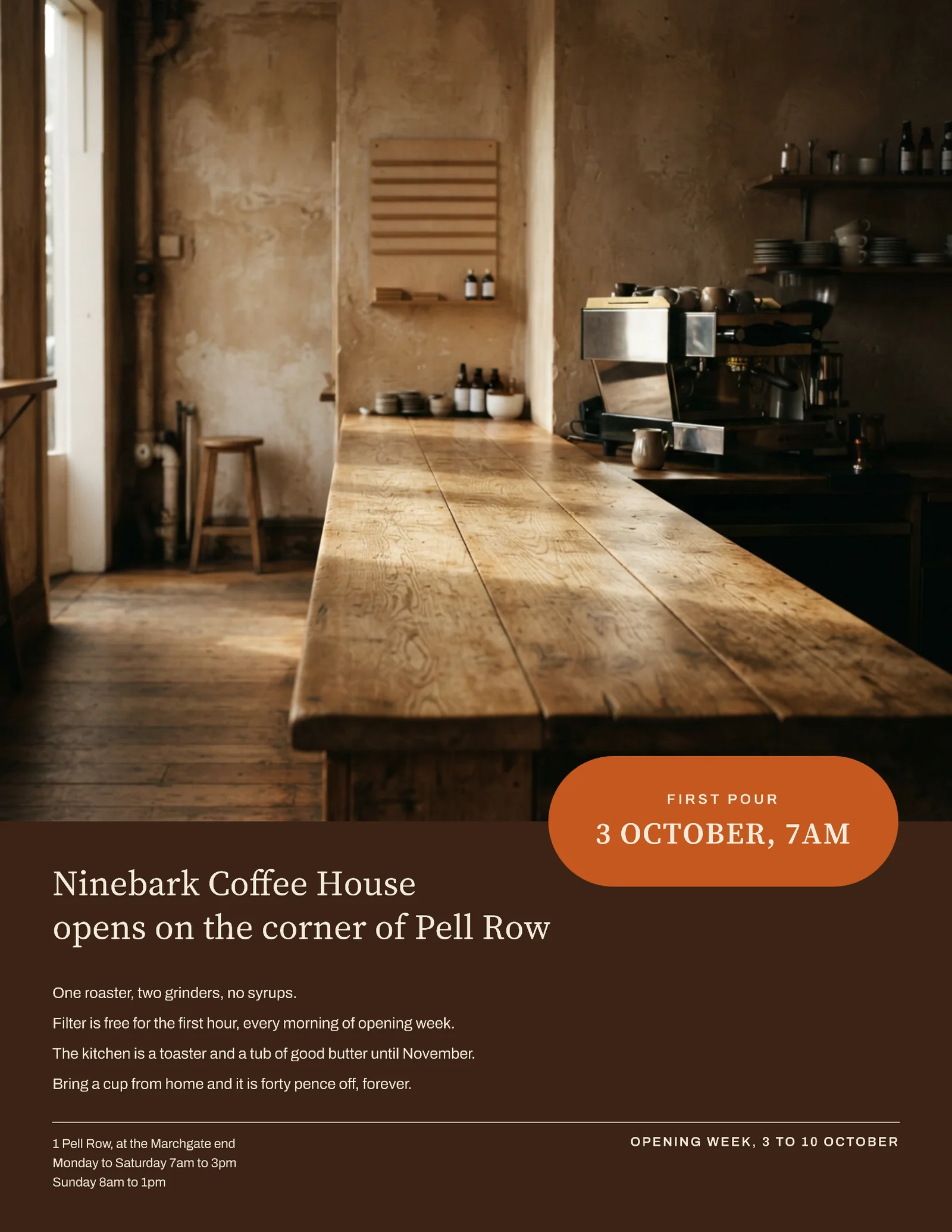 Espresso Cream Photo Lozenge Coffee House Grand Opening Flyer — Letter Flyer template