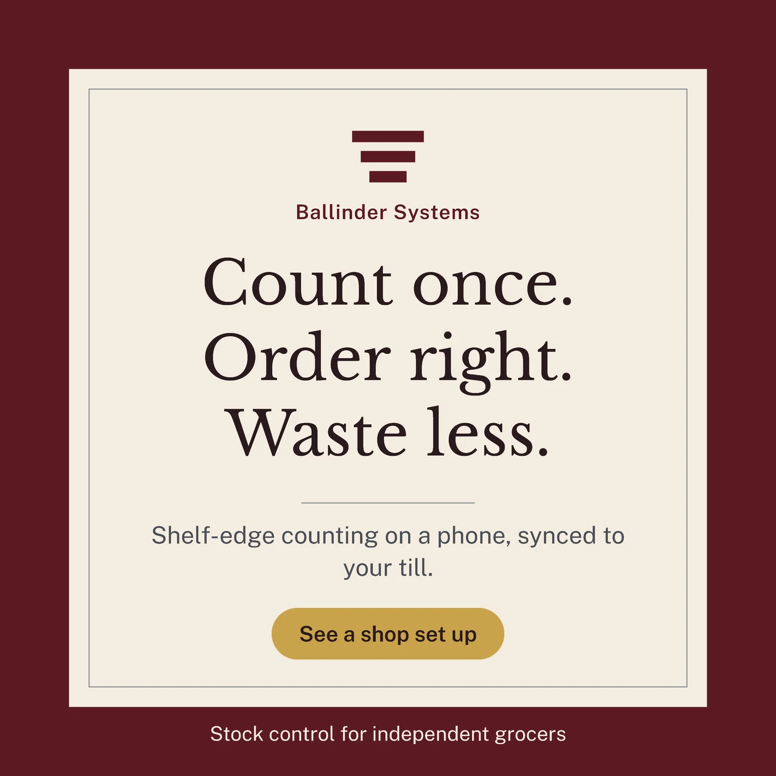 Framed serif three lines — 1:1 Instagram ad template