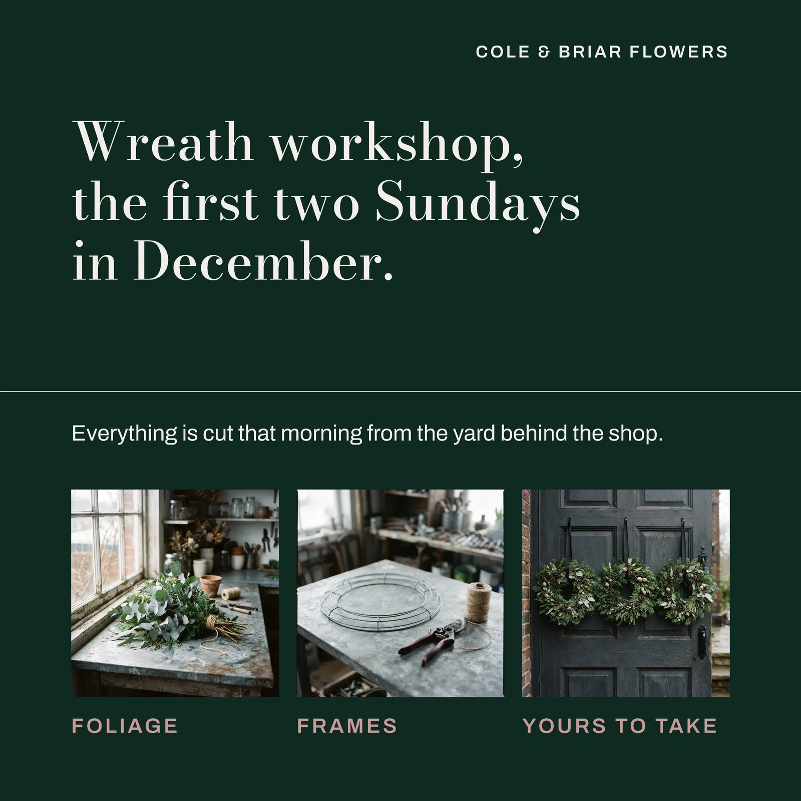 Wreath Workshop Photo Thumb Row Instagram Post — 1:1 Instagram post template