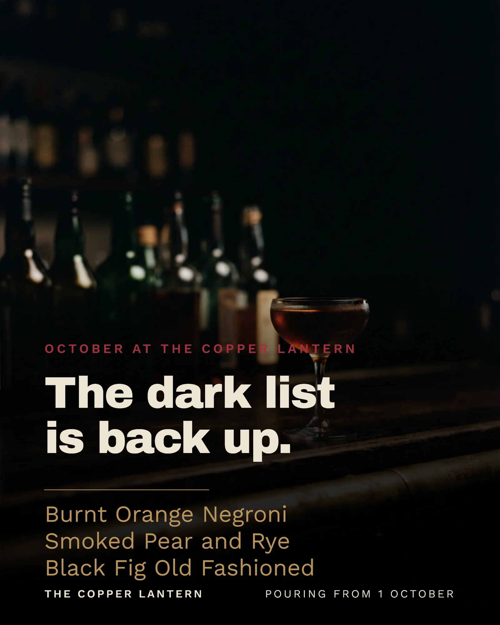 Oxblood Full Bleed Bar October List Instagram Post — 4:5 Instagram post template