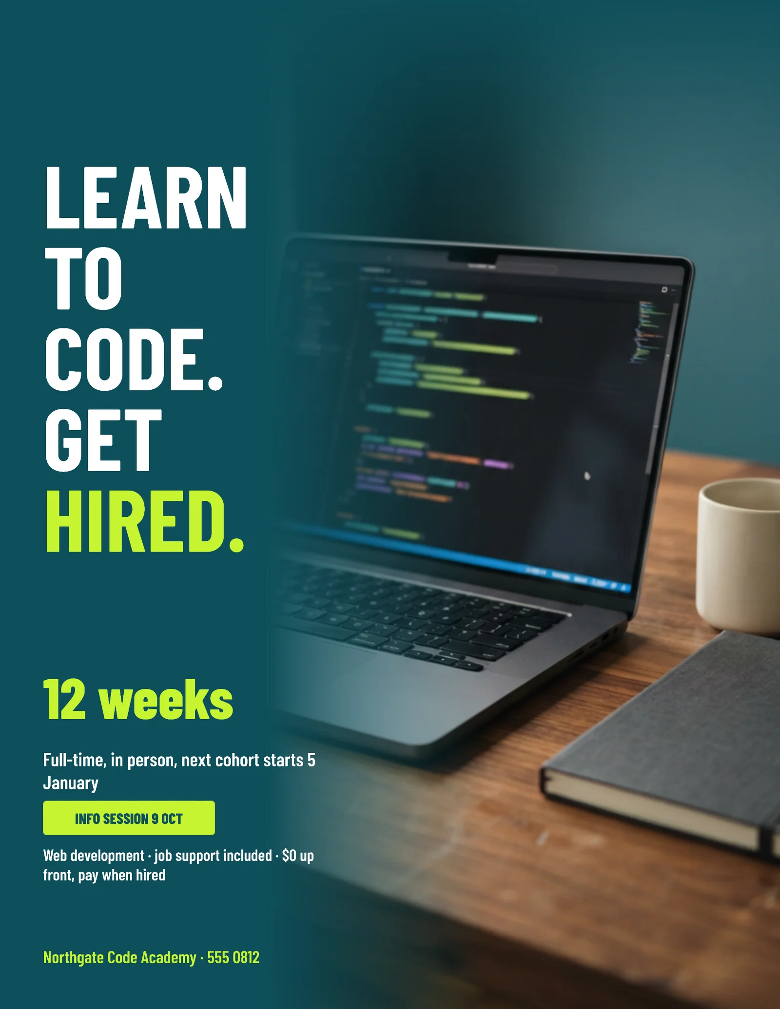 Condensed Column Coding Bootcamp Info Session Flyer — Letter Flyer template