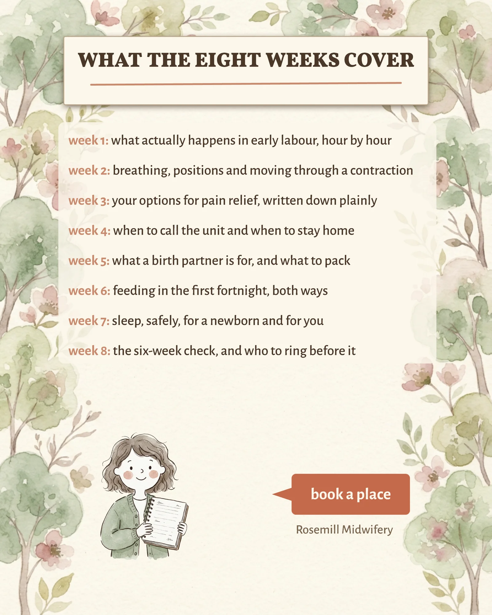 Illustrated Week List Antenatal Classes Ad — 4:5 Instagram ad template