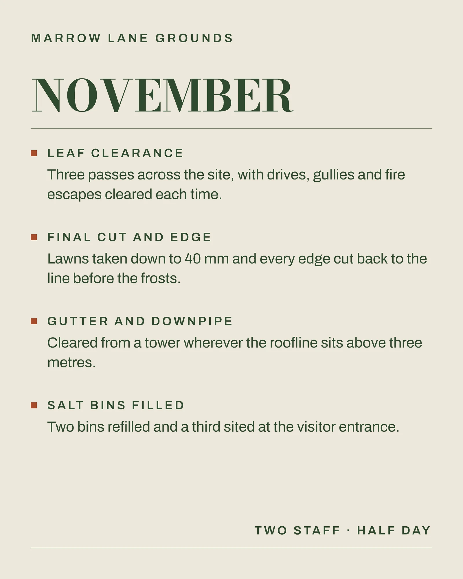 Bone Moss Month Bands Grounds Maintenance Winter Round Instagram Carousel — 4-panel Instagram carousel carousel template, page 2 of 4