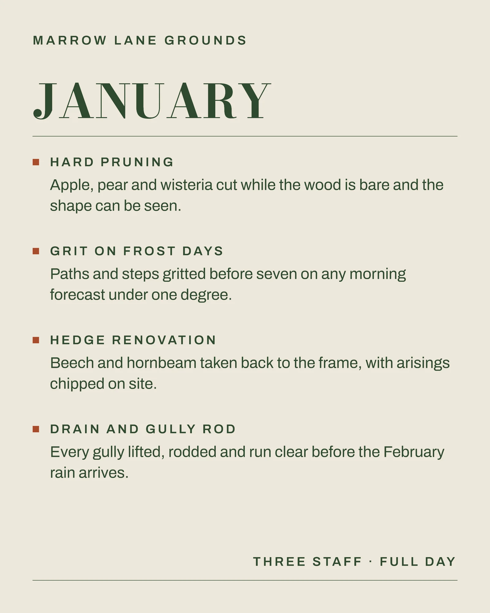 Bone Moss Month Bands Grounds Maintenance Winter Round Instagram Carousel — 4-panel Instagram carousel carousel template, page 3 of 4