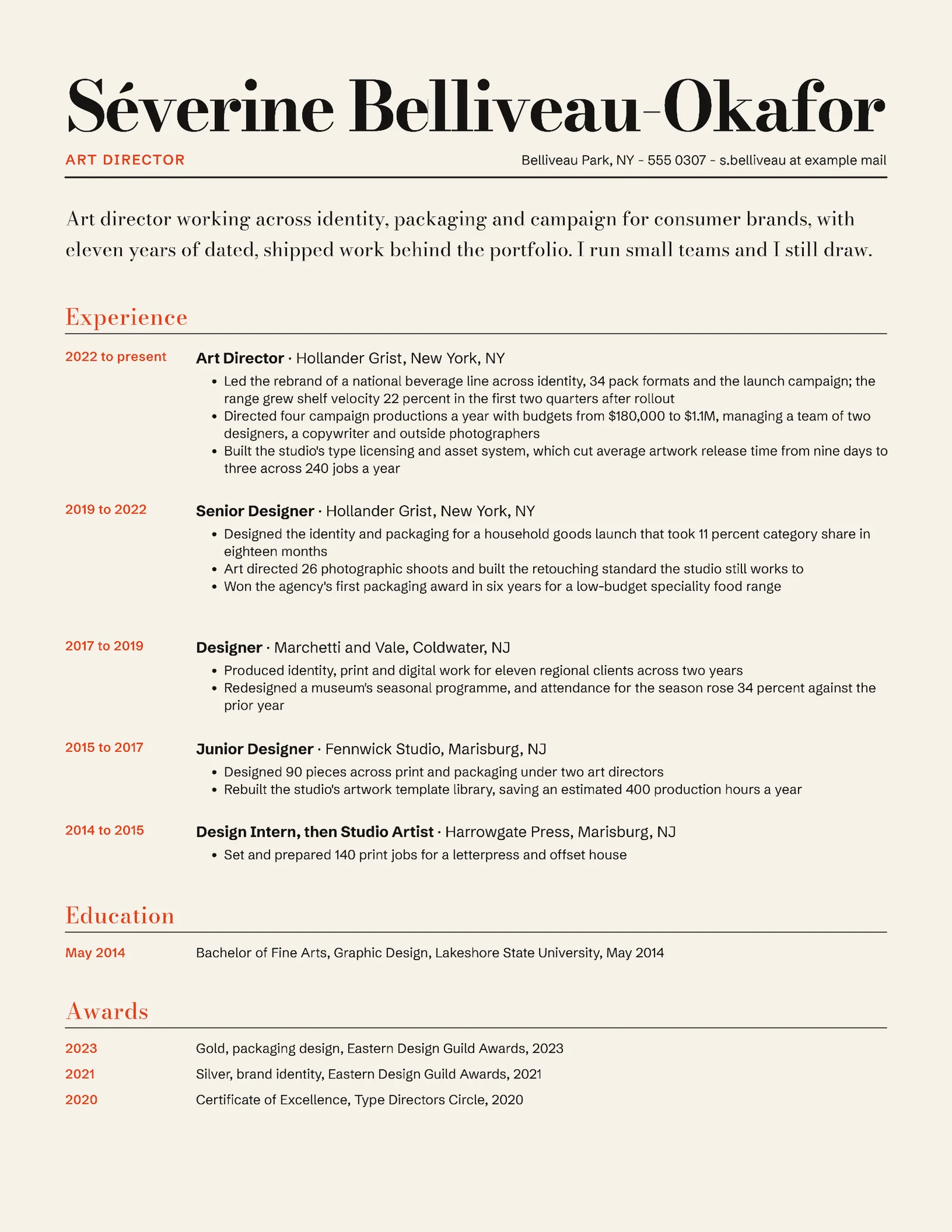 Chronological Creative Resume — Letter Resume template