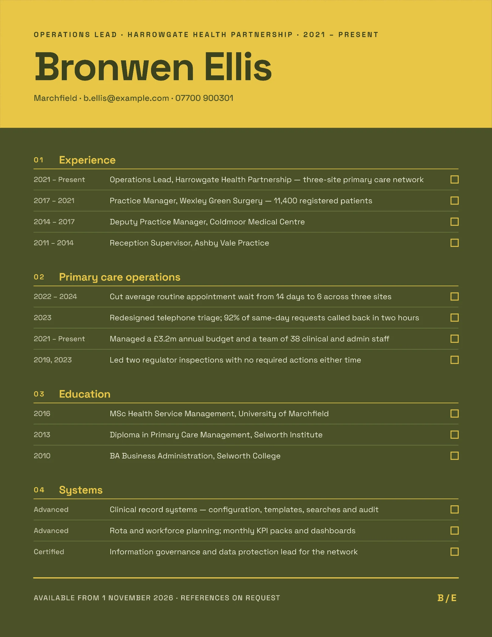 Practice Manager Resume — 2-page Resume template, page 2 of 2