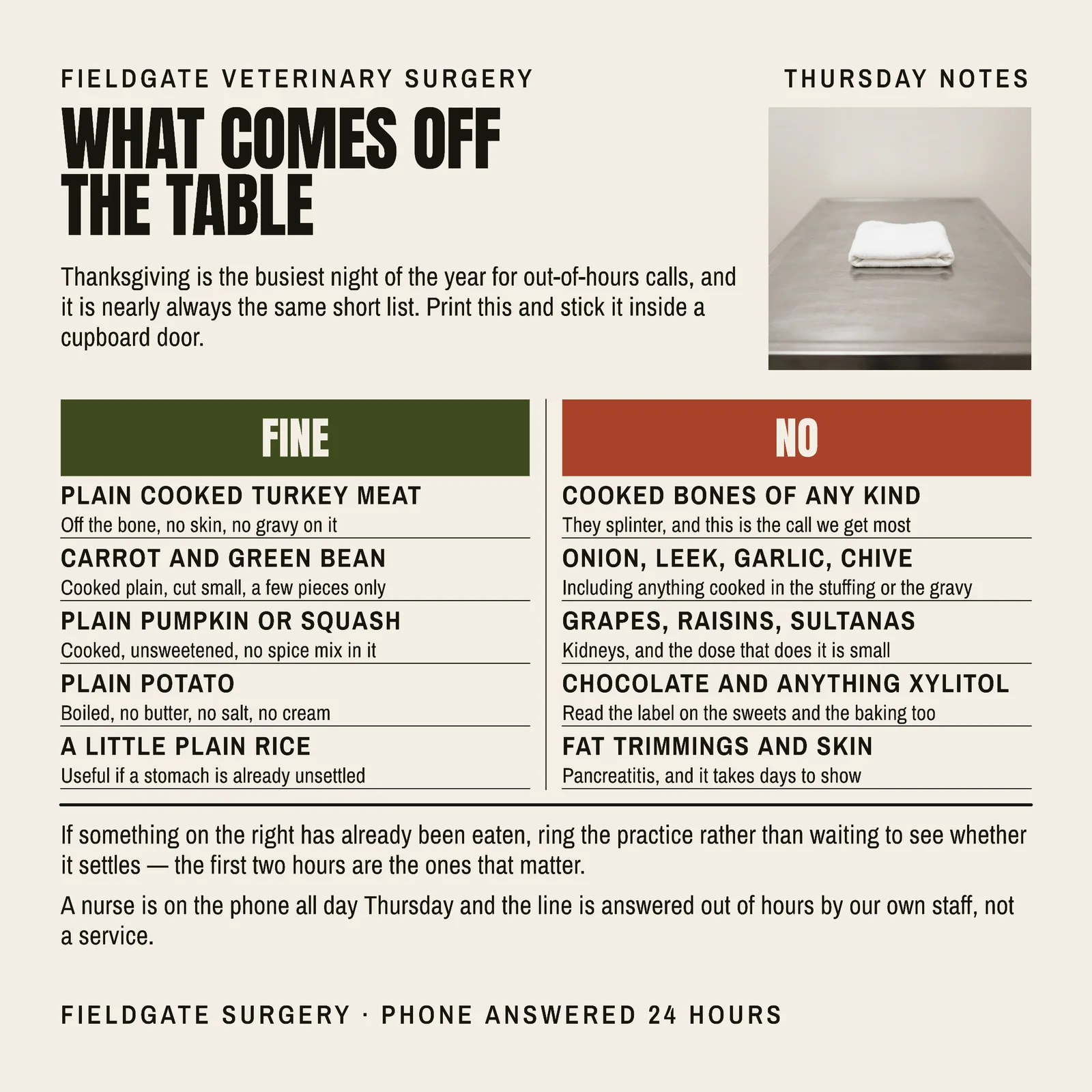 Cream Comparison Columns Veterinary Table Scraps Facebook Post — 1:1 Facebook post template