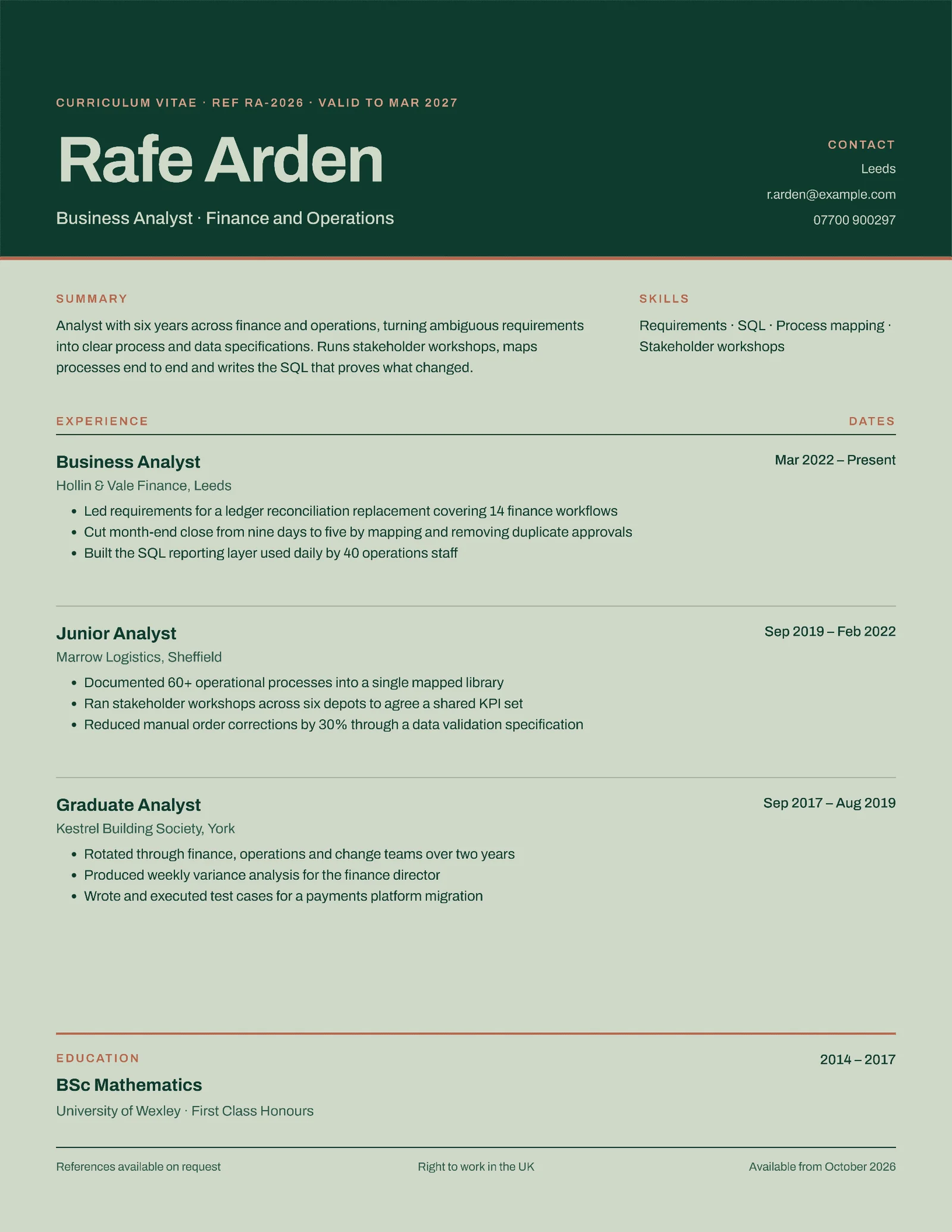 Business Analyst Resume — 2-page Resume template, page 2 of 2