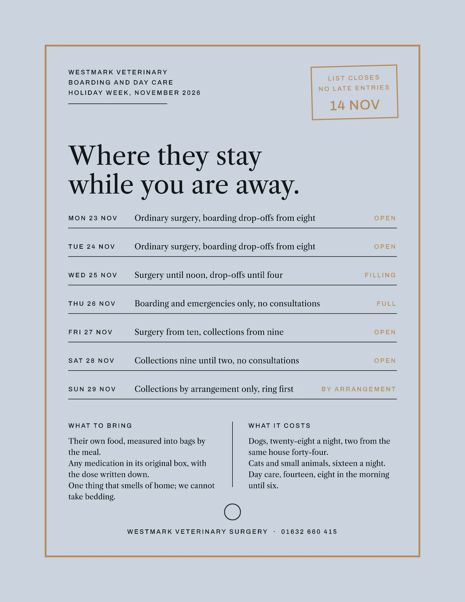 Slate Catalogue Card Veterinary Holiday Boarding Flyer — Letter Flyer template