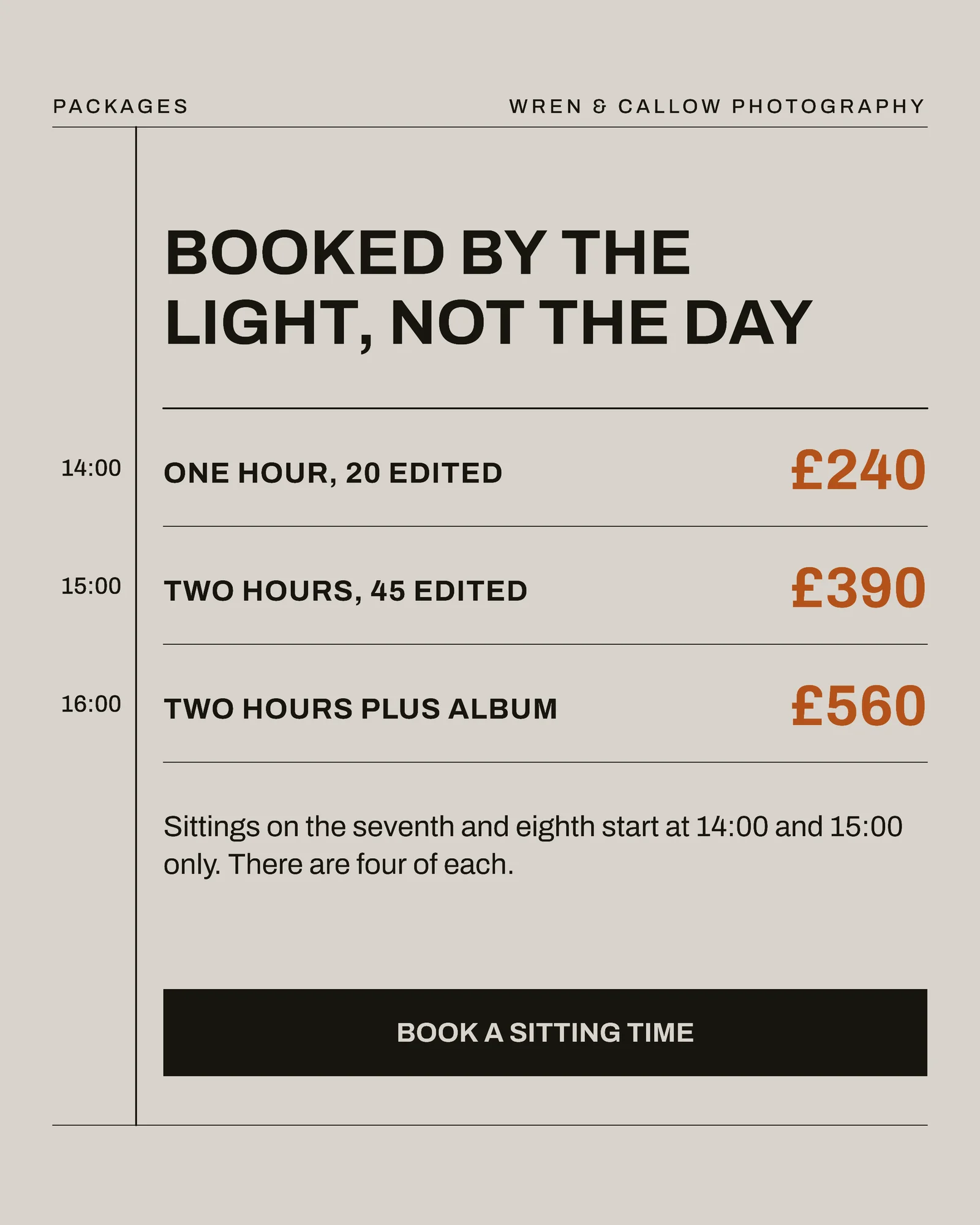 Warm Grey Amber Session Running Order Photographer Diwali Sittings Facebook Carousel — 4-panel Facebook carousel carousel template, page 4 of 4