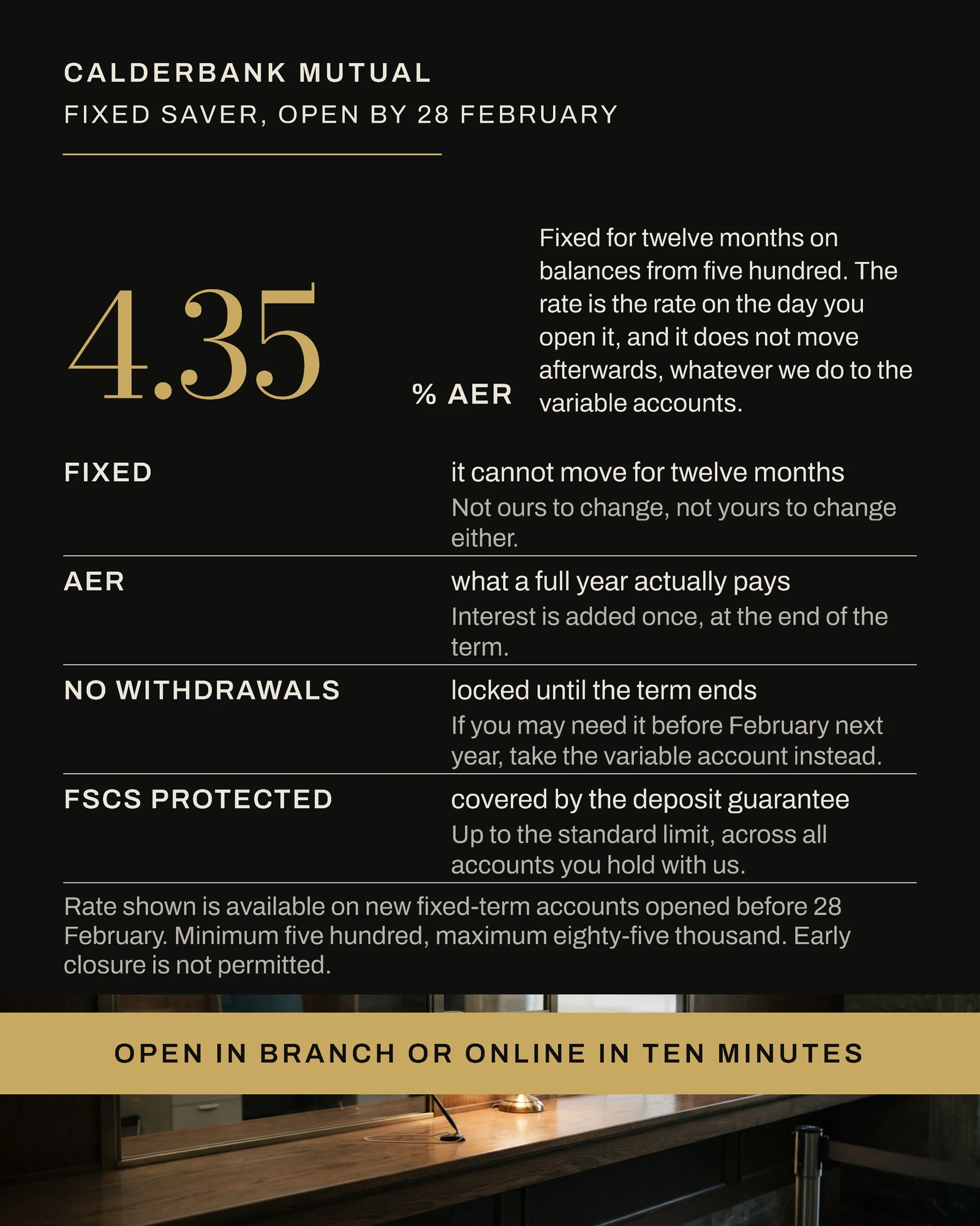Near Black Gold Rate Figure Mutual Fixed Saver Instagram Ad — 4:5 Instagram ad template